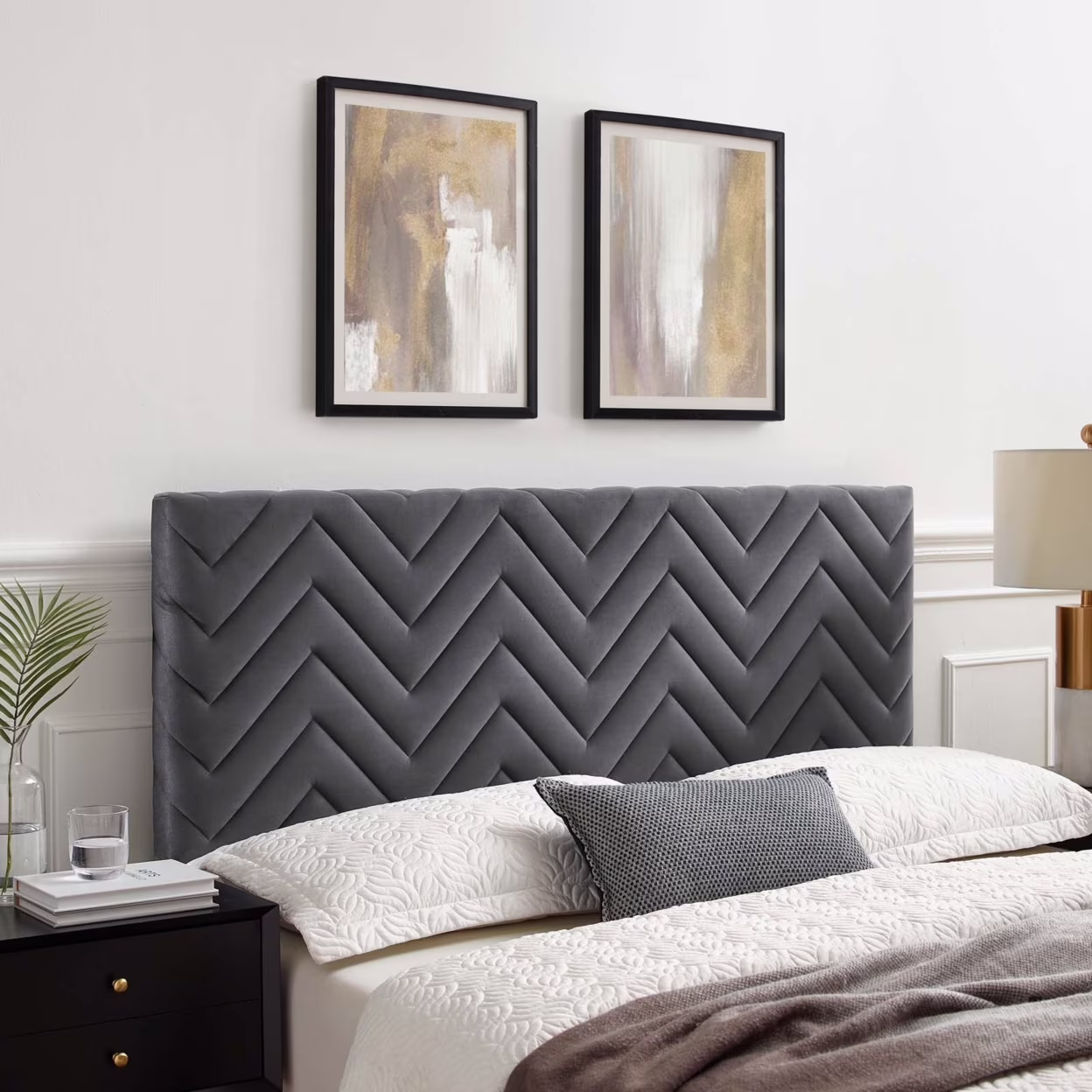 Mercy Chevron Tufted Performance Velvet King/California King Headboard