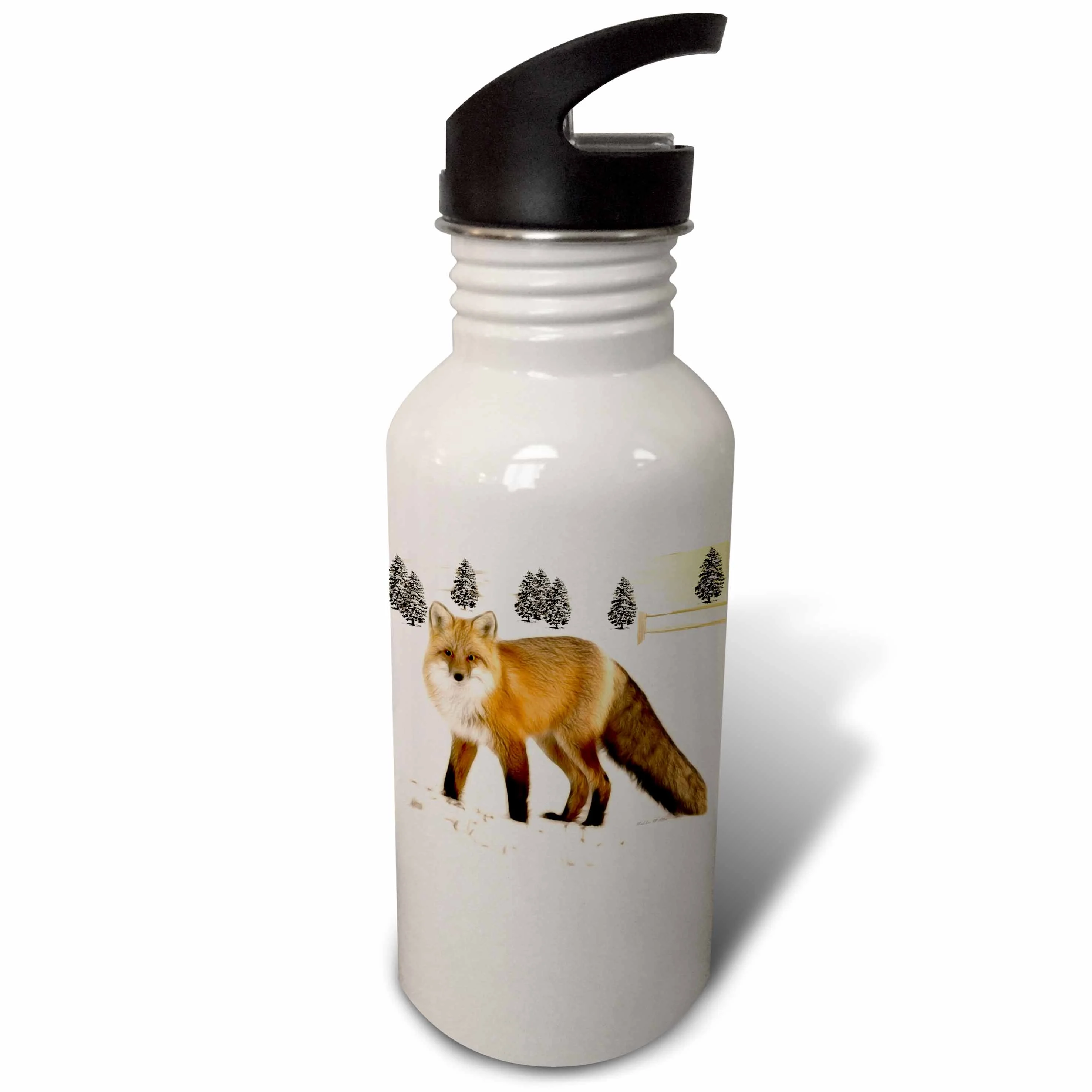Fractalius Red Fox 21 oz Sports Water Bottle wb-18454-1