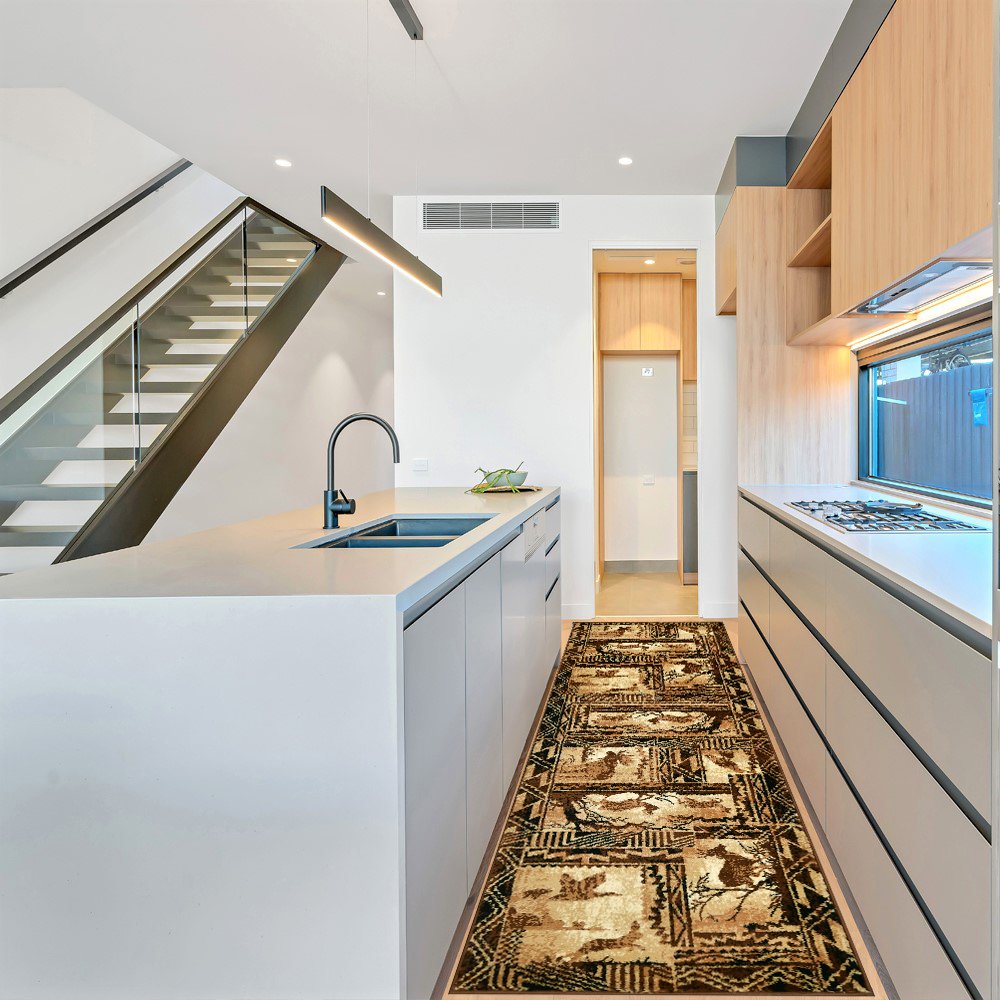 Lodge Cabin Nature and Animals Area Rugs 2x7 Runner Nature Pattern Cabin Area RugAbstract, Chocolate Brown/Beige-Rabbit/Deer/Moose/Birds