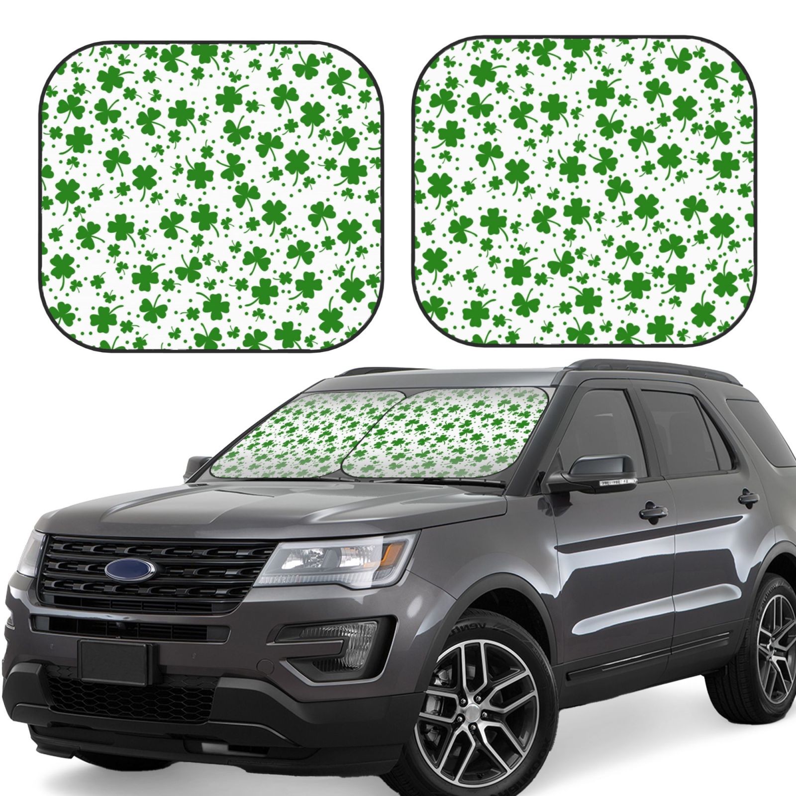 Lukts St Patrick'S Day4 Print 2 Piece Car Sun Shade Windshield,Foldable Car Shade Front Windshield With Keeps Your Vehicle Cool, For Most Sedans Suv And Trucks - Small