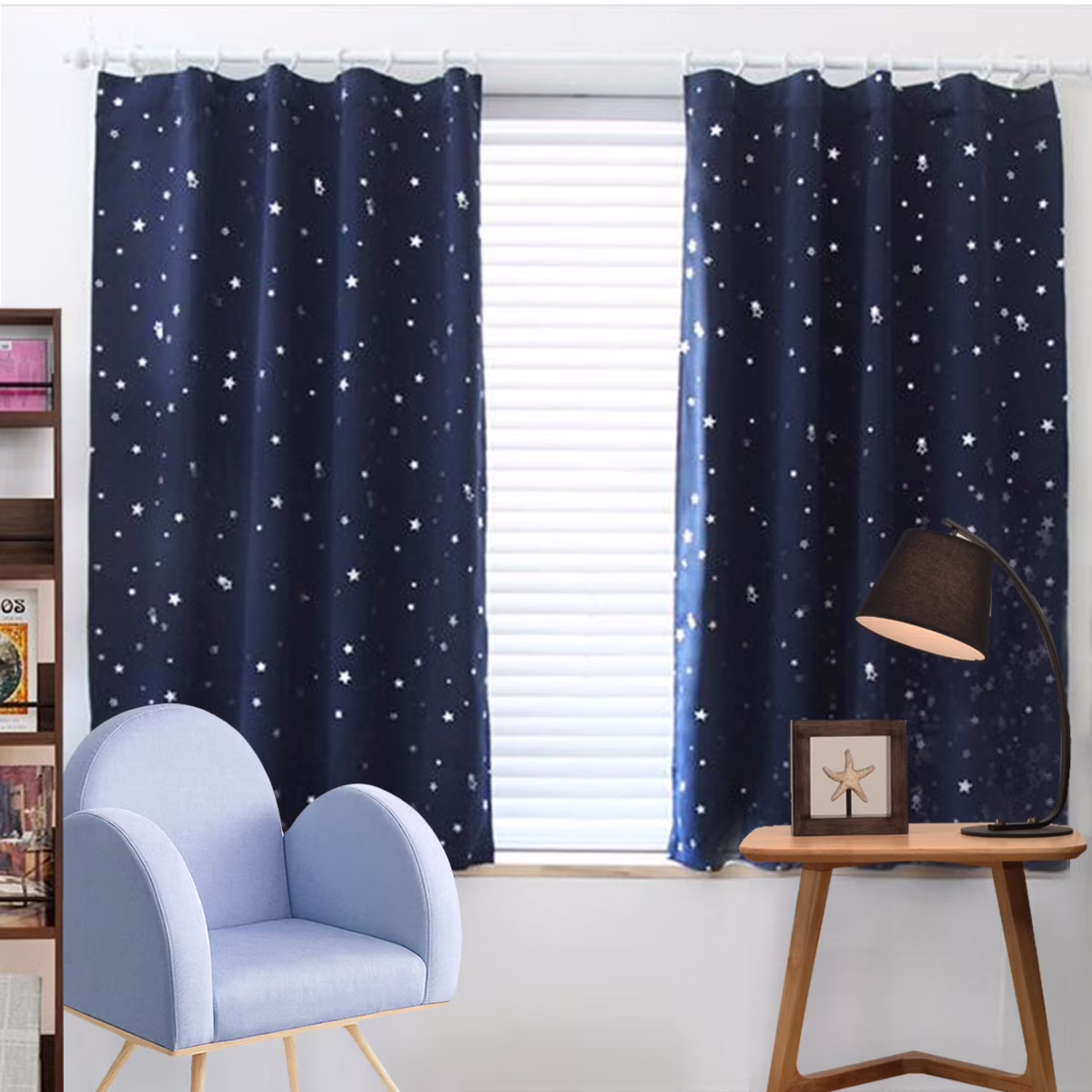 Blackout Curtain Single Panel,Star Blackout Window Curtains Room Thermal Insulated for Kids Boy Girls Bedroom