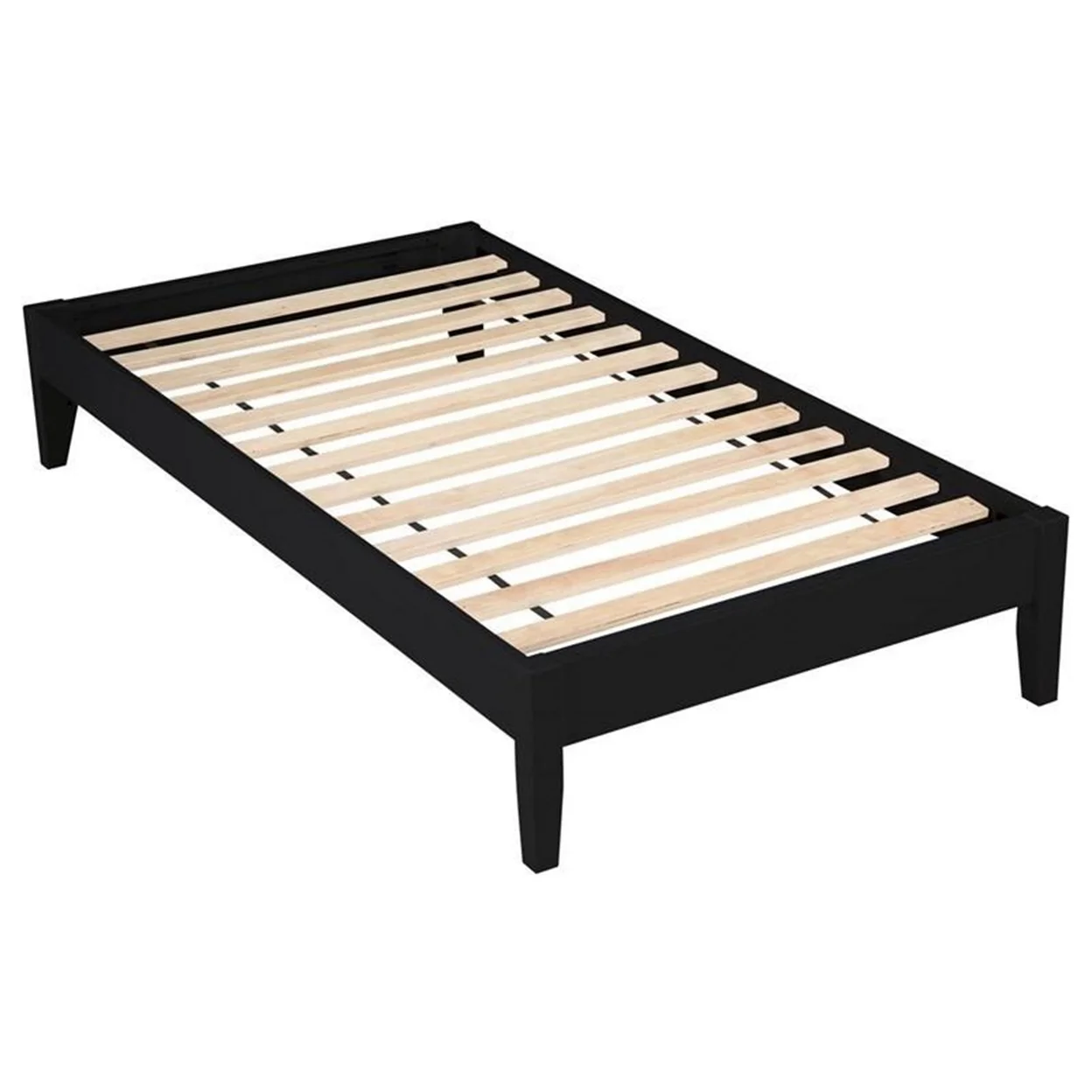 Cavi Modern Low Profile Platform Full Size Bed with Panel Sides Black- Saltoro Sherpi