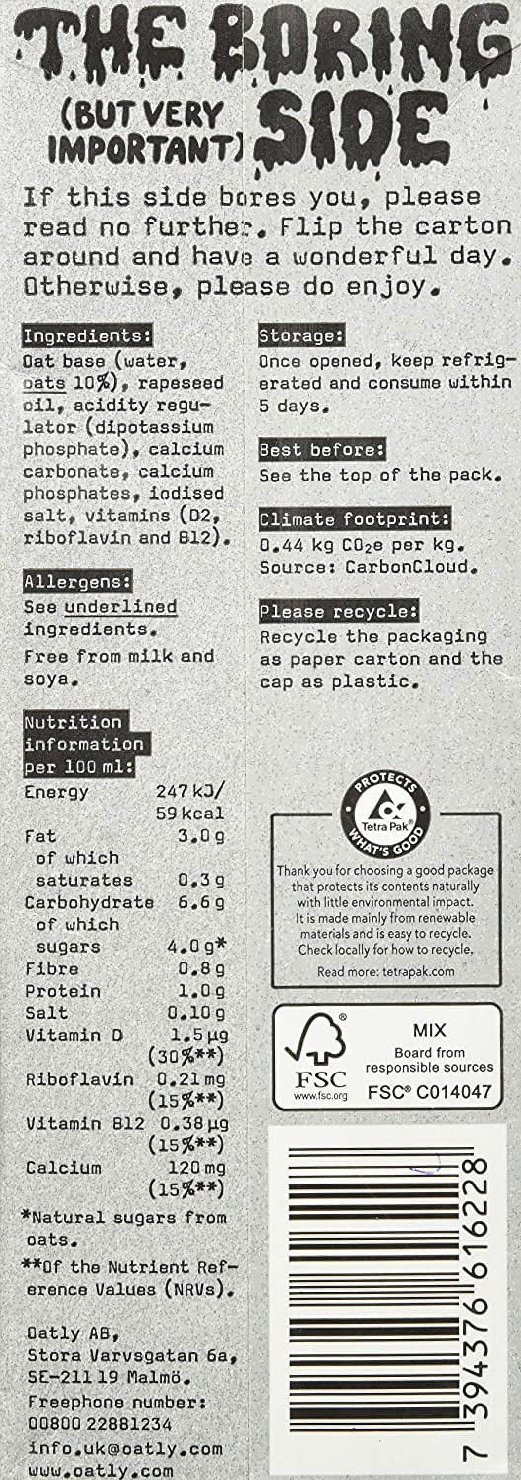 Oatly - Oat Drink - Barista Edition - 1qt (32oz) Pack of 2