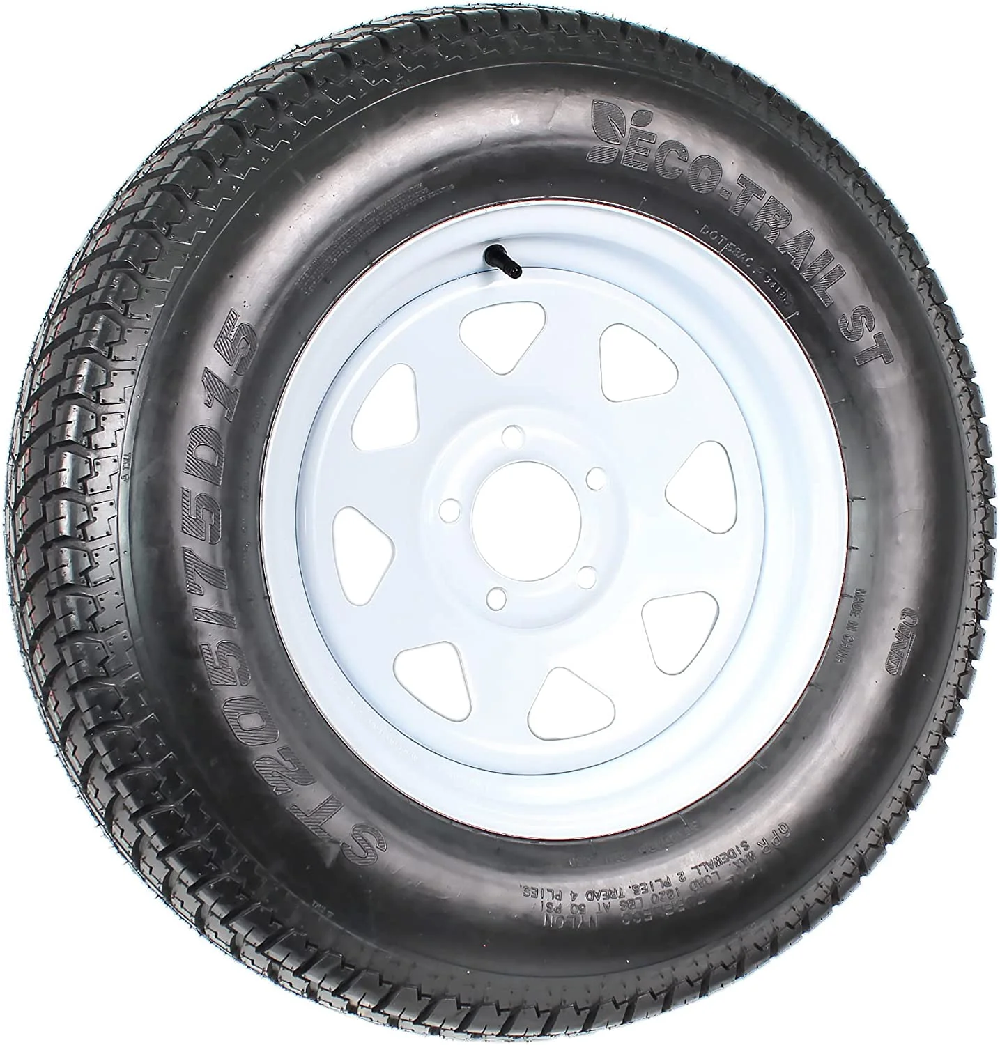 2-Pk Trailer Tire On Rim ST205/75D15 F78 205/75 LRC 5 Lug White Spoke Wheel