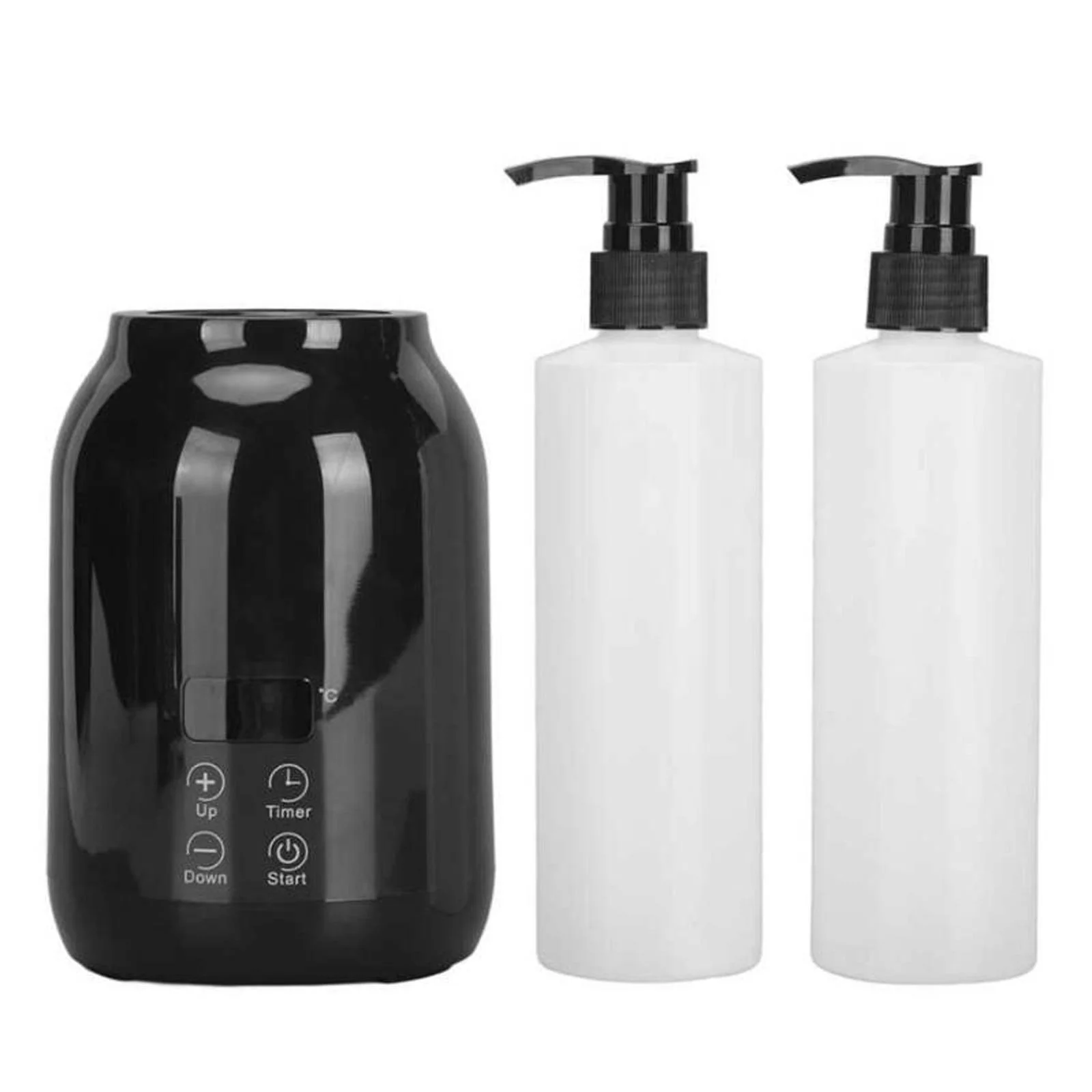Single Bottle Massage Oil Heater Quick Heating Small with 2Pcs Empty Bottles Black