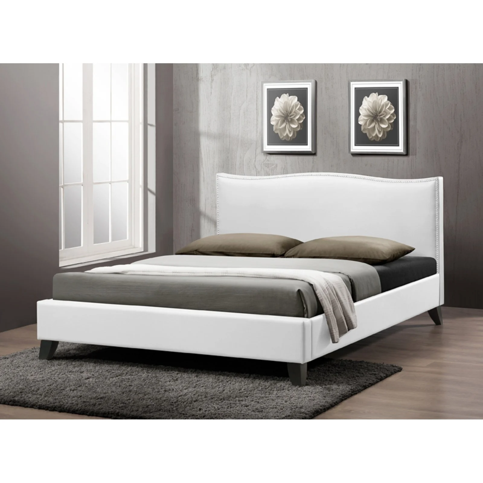 Baxton Studio Battersby Modern Bed with Upholstered Headboard , Multiple sizes, Multiple Colors