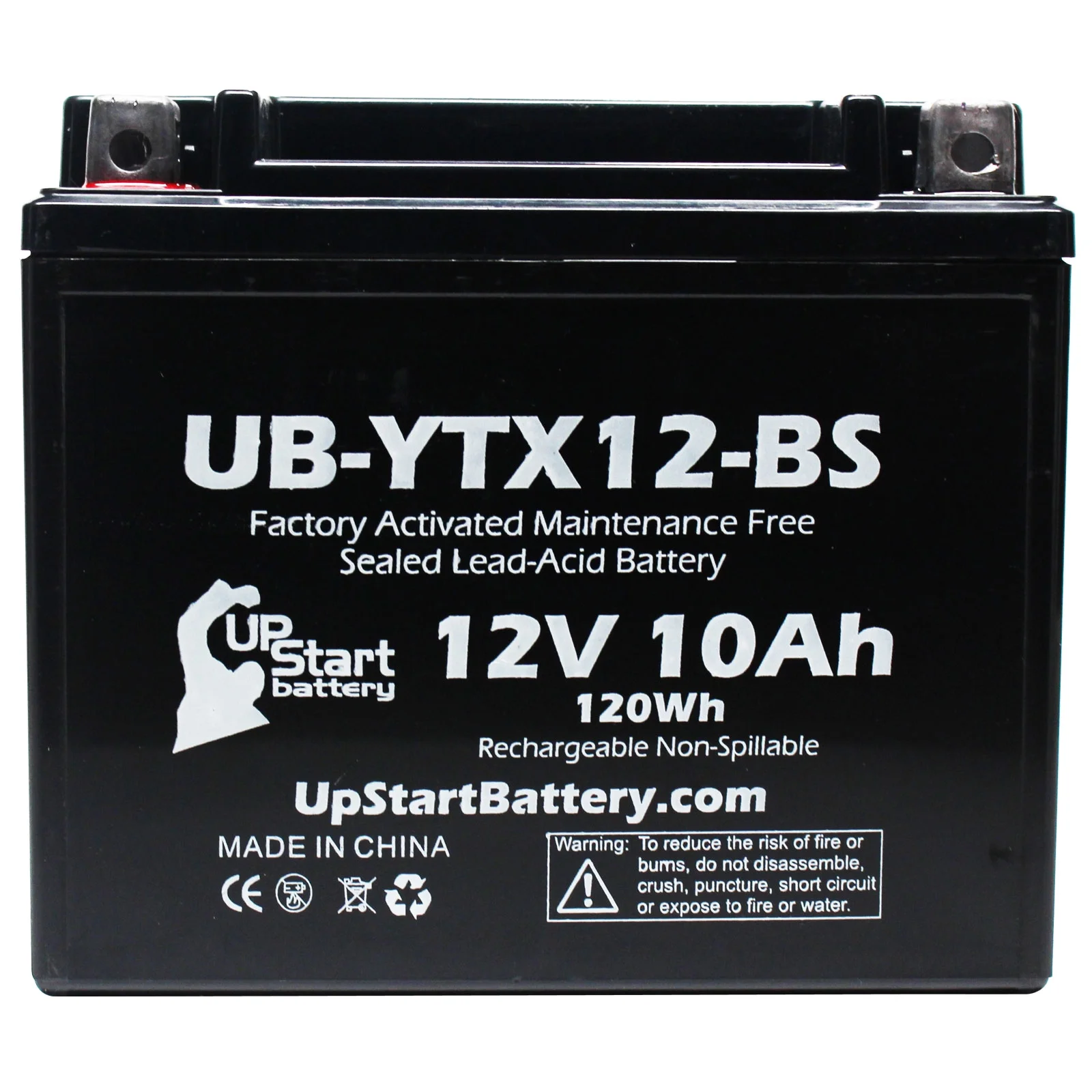 Replacement 2008 Suzuki SV650, S 650 CC Factory Activated, Maintenance Free, Motorcycle Battery - 12V, 10Ah, UB-YTX12-BS