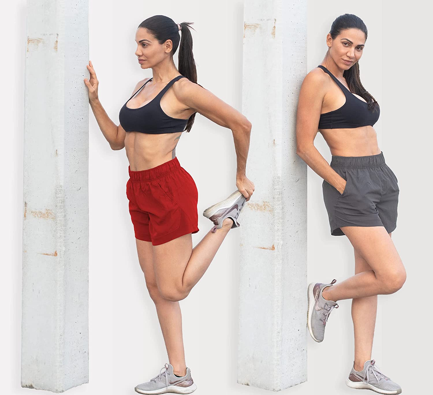 Sexy Basics 7 Pack Women's Quick-Dry Running Workout Sport Layer Active Shorts With Pockets