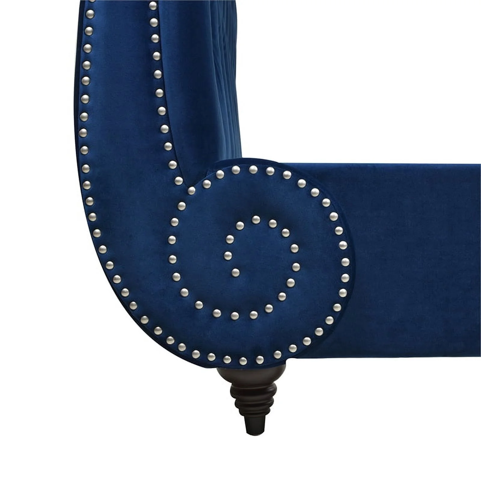 Maklaine King Bed Frame with Headboard & Footboard Navy Blue Velvet