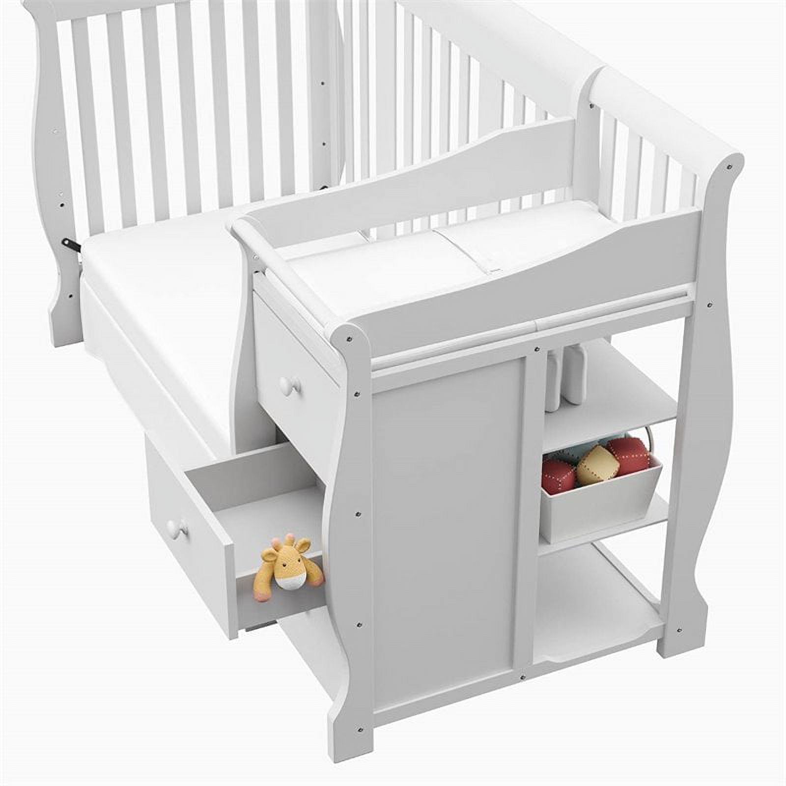 Baby Crib with Changing Table and 6 Drawer Double Dresser Set in Pure White