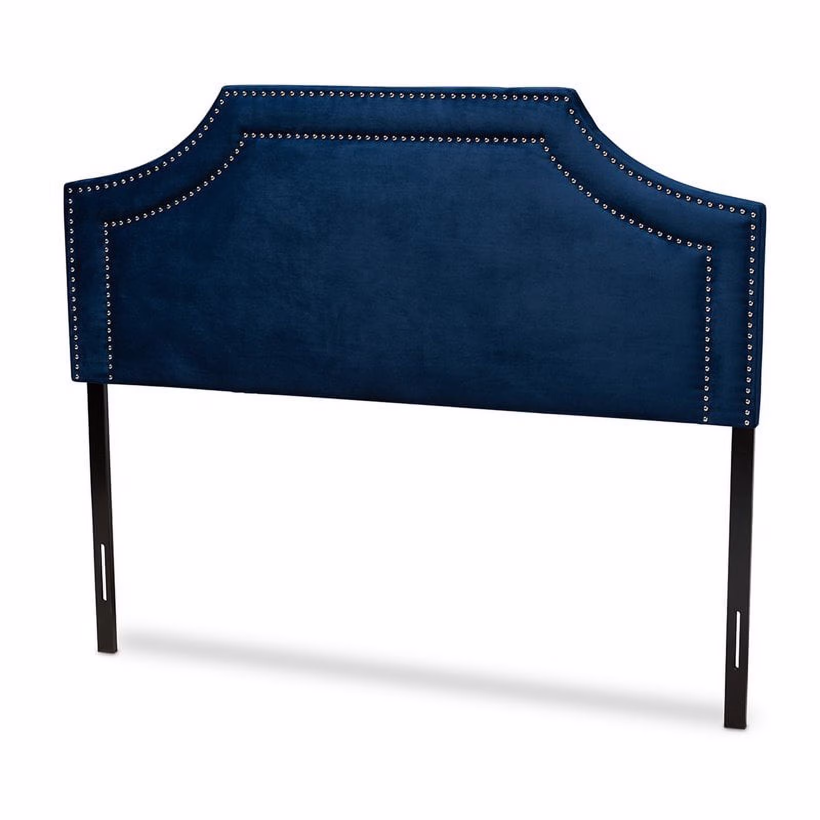 Bowery Hill Modern Velvet and Wood King Headboard in Navy Blue