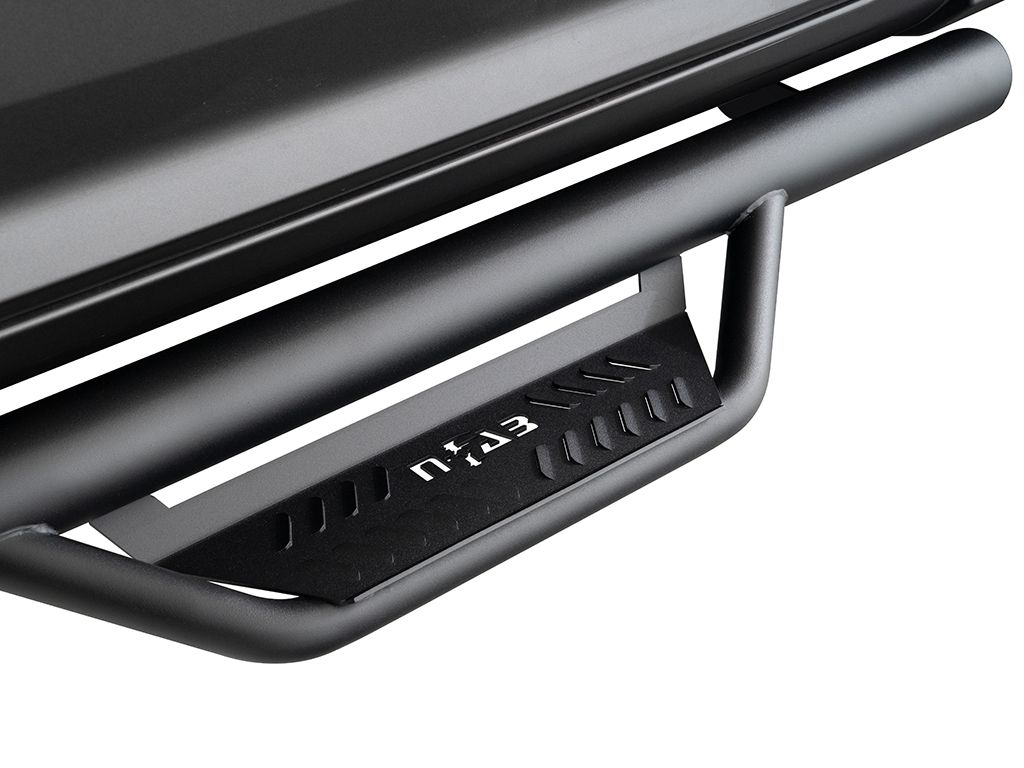 N-Fab by RealTruck Podium Lg Steps | Textured Black, Wheel-To-Wheel | Hpd1573Qc-Tx | Compatible with 2015.5-2018 Dodge Ram 1500 (Classic Model Only) Quad Cab All Beds, SRW Gas