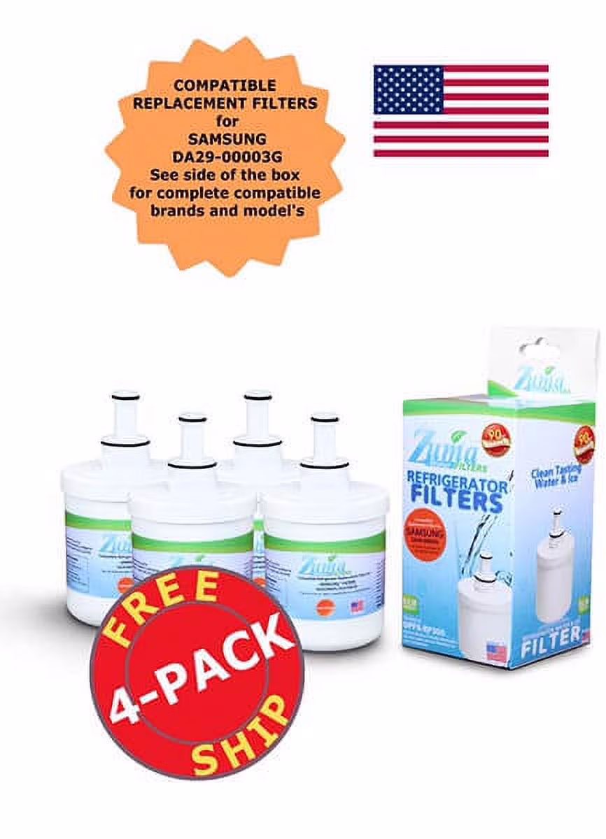 ZUMA Brand , Water and Ice Filter , Model # OPFS-RF300 , Compatible with Samsung® RFG298AAPN/XAA - 4 Pack - Made in U.S.A.