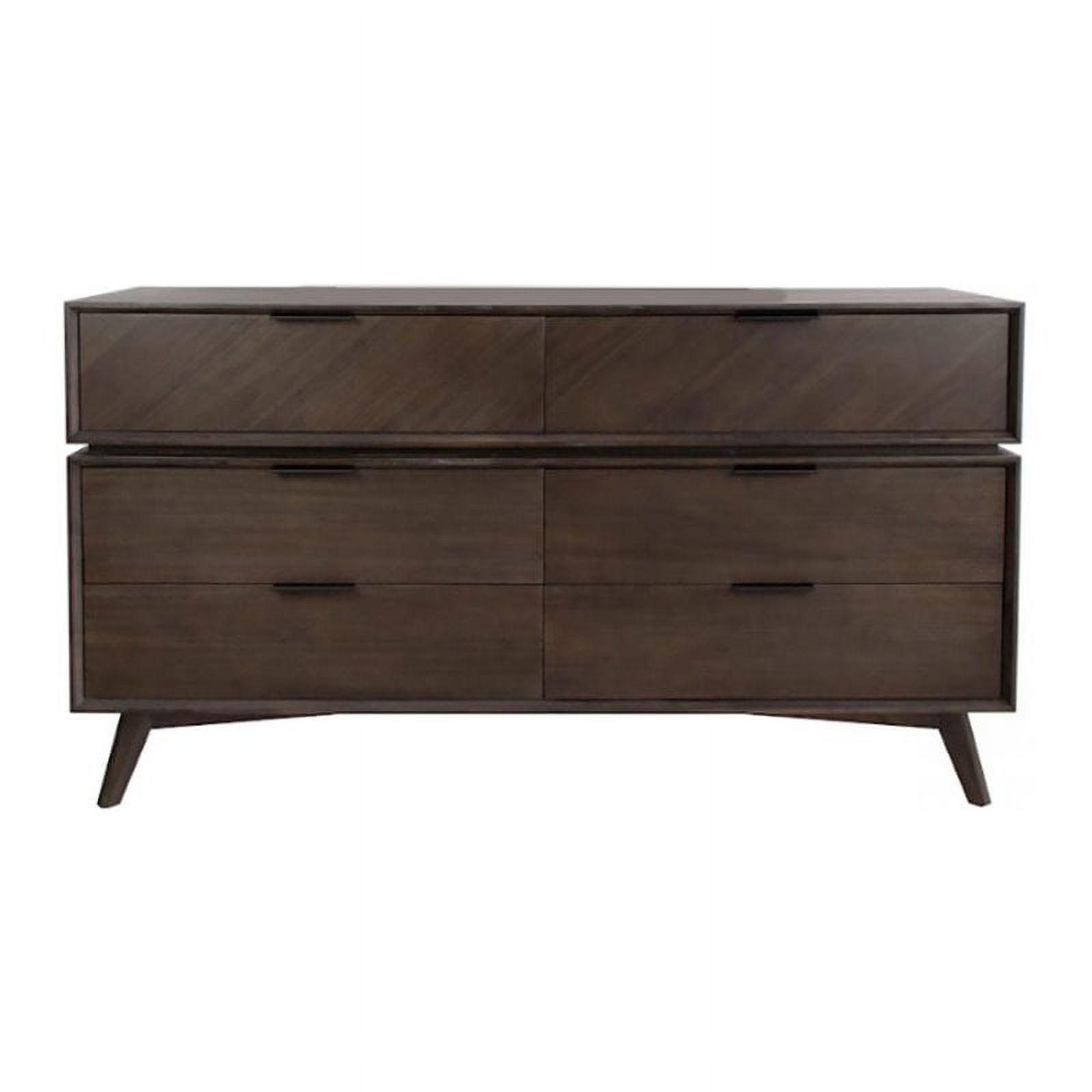 Limari Home Roger Mid-Century Acacia Veneer Wood Dresser in Brown/Black