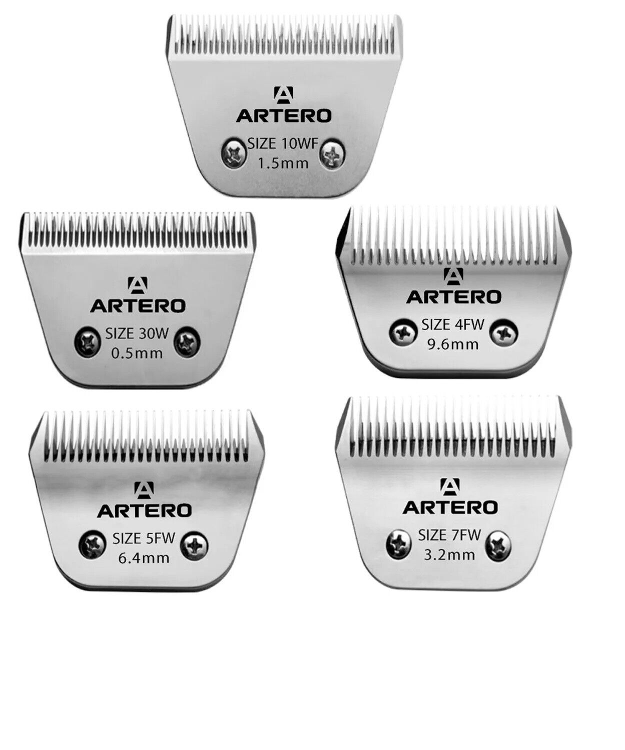 Wide Clipper Blades Professional High Quality Steel Dog Grooming 5 Sizes or Sets (Full set - All 5 sizes)