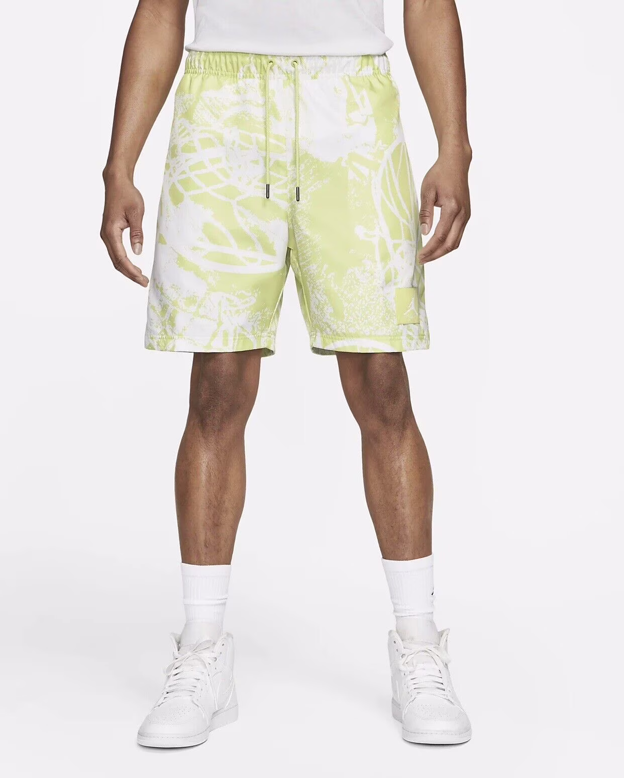Nike Men's Air Jordan Flight Printed Poolside AOP Shorts Limelight Size L NWT