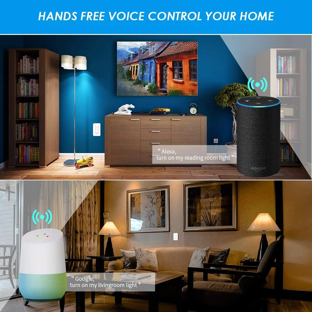 GREENCYCLE Smart Light Switch WiFi Wall Wireless 2x 2-gang Switch + 4x WIFI Receiver Compatible with Amazon Alexa and Google Home Remote Control Lights and Appliances Timing Function