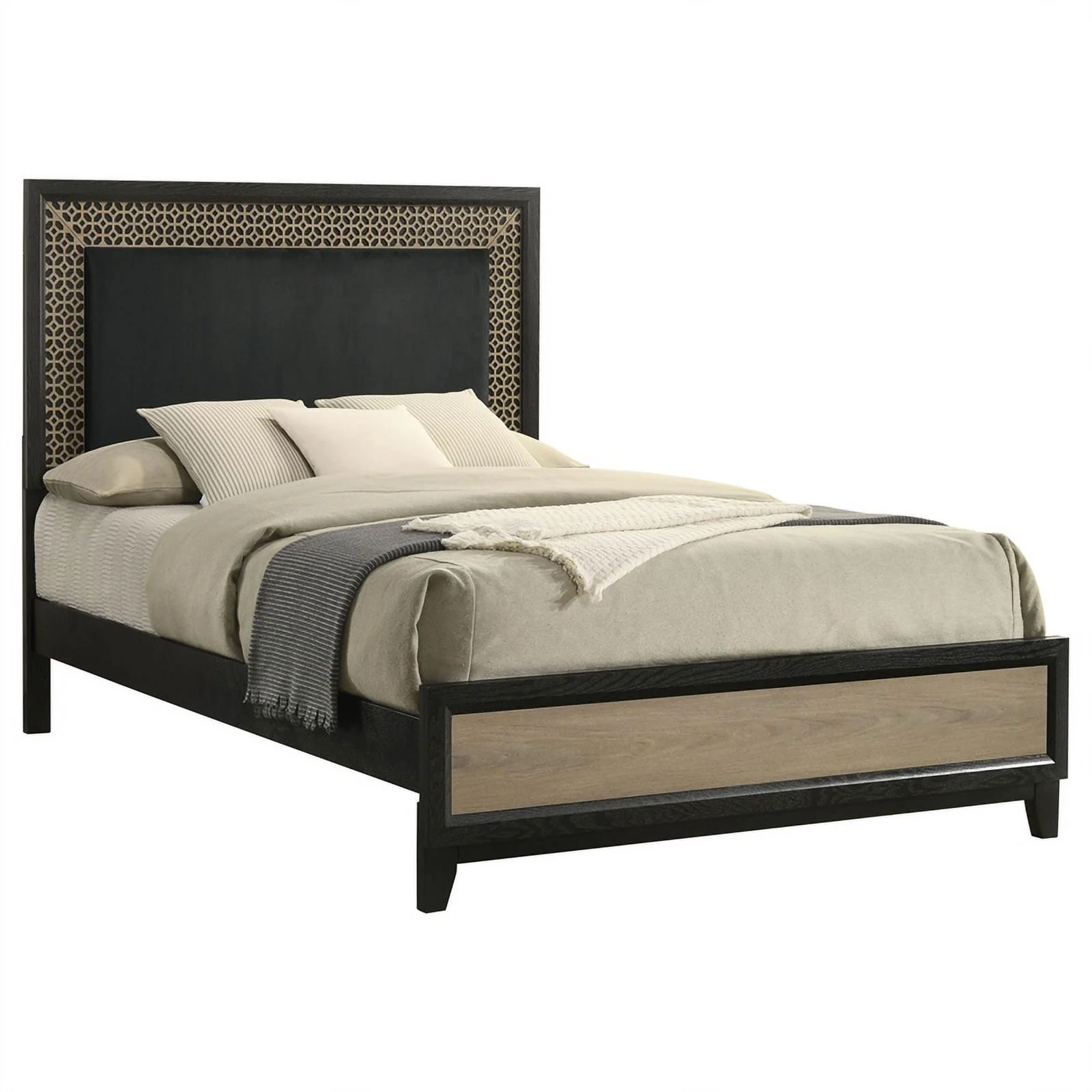 Coaster Contemporary Wood Queen Bed with Headboard in Light Brown/Black