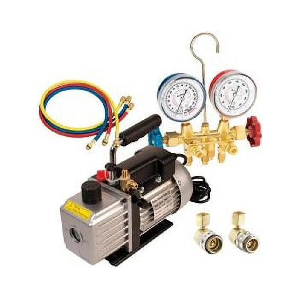 FJC 9281 Vacuum Pump & R134a Manifold Gauge Set Assortment