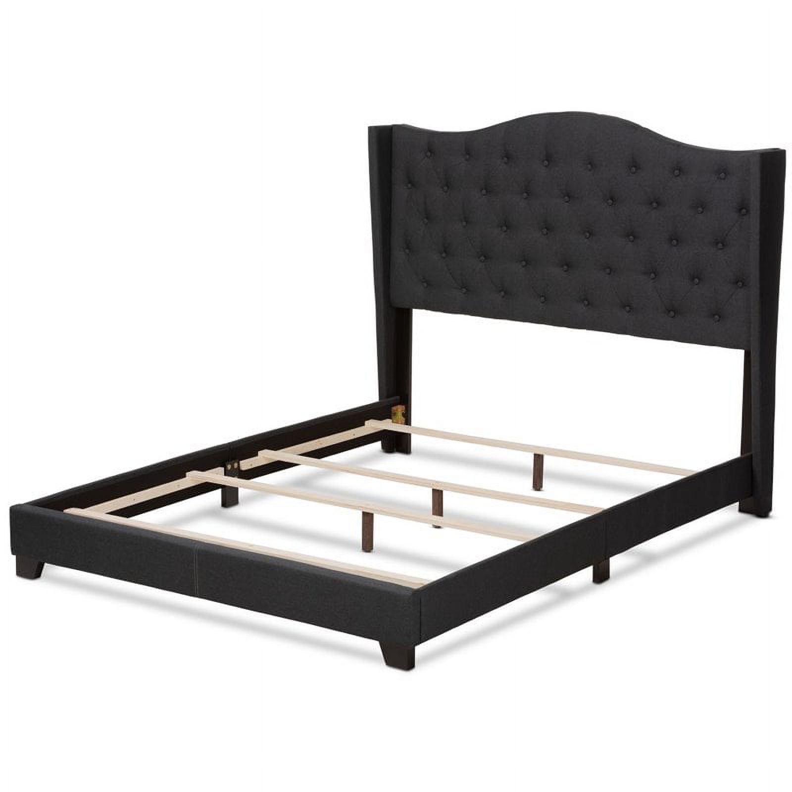 Bowery Hill Fabric Tufted Full Bed in Charcoal Grey