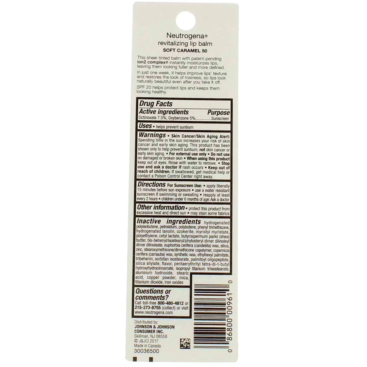 Neutrogena Revitalizing Lip Balm SPF 20, Soft Caramel [50], 0.15 oz (Pack of 3)