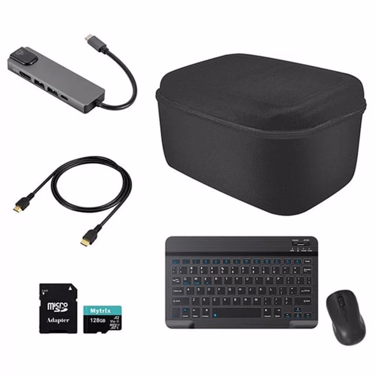 Steam Deck Travel Accessories 6-IN-1 Complete Set Mytrix Hard Carrying Storage All Protective Anti Shock Messenger Bag Soft Lining Fit Steam Deck Console, Charger & Accs (Slim Keyboard & SD Card)