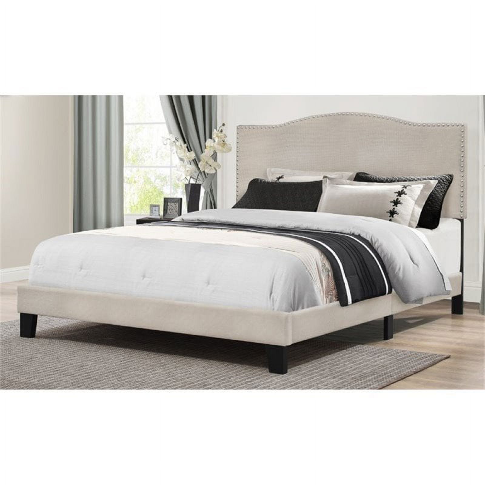 Bowery Hill Modern Fabric Upholstered Full Panel Bed in Fog Gray