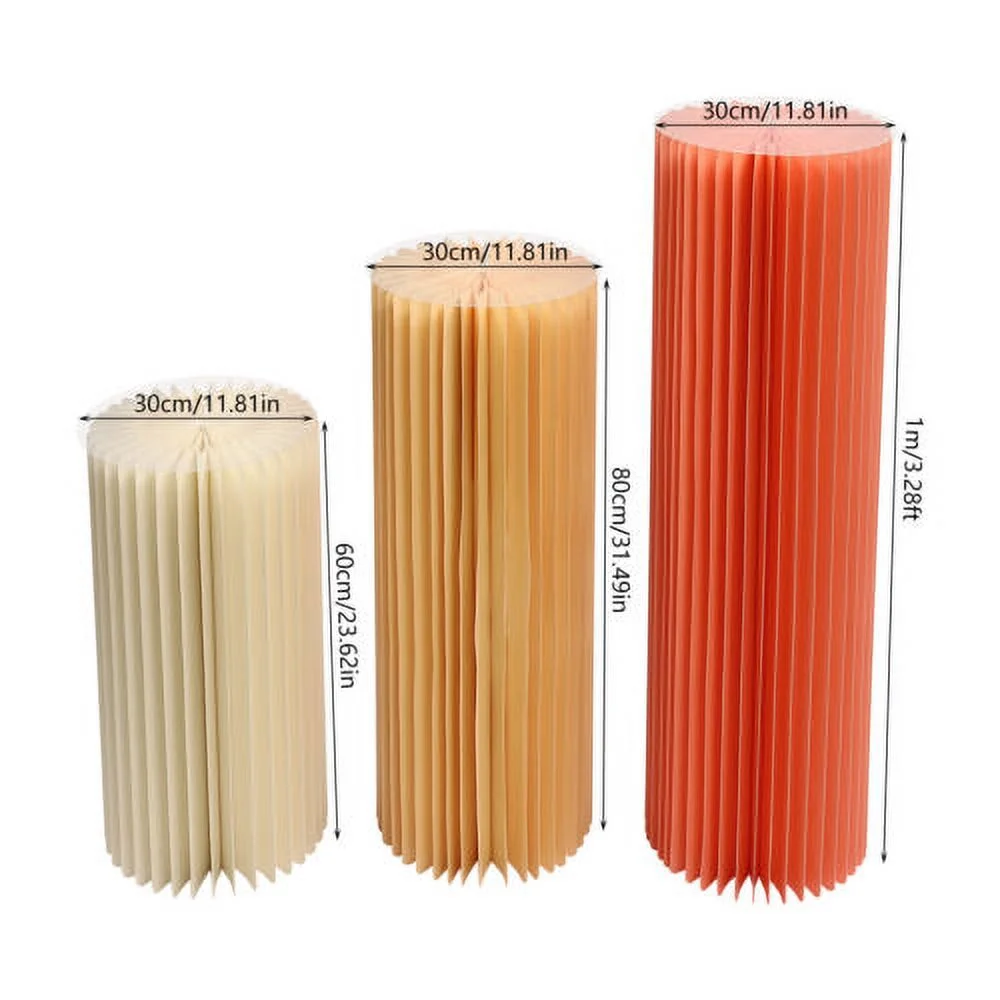 3Pcs Columns Display Cardboard Flower Stand Foldable Paper Columns W/PVC Boards