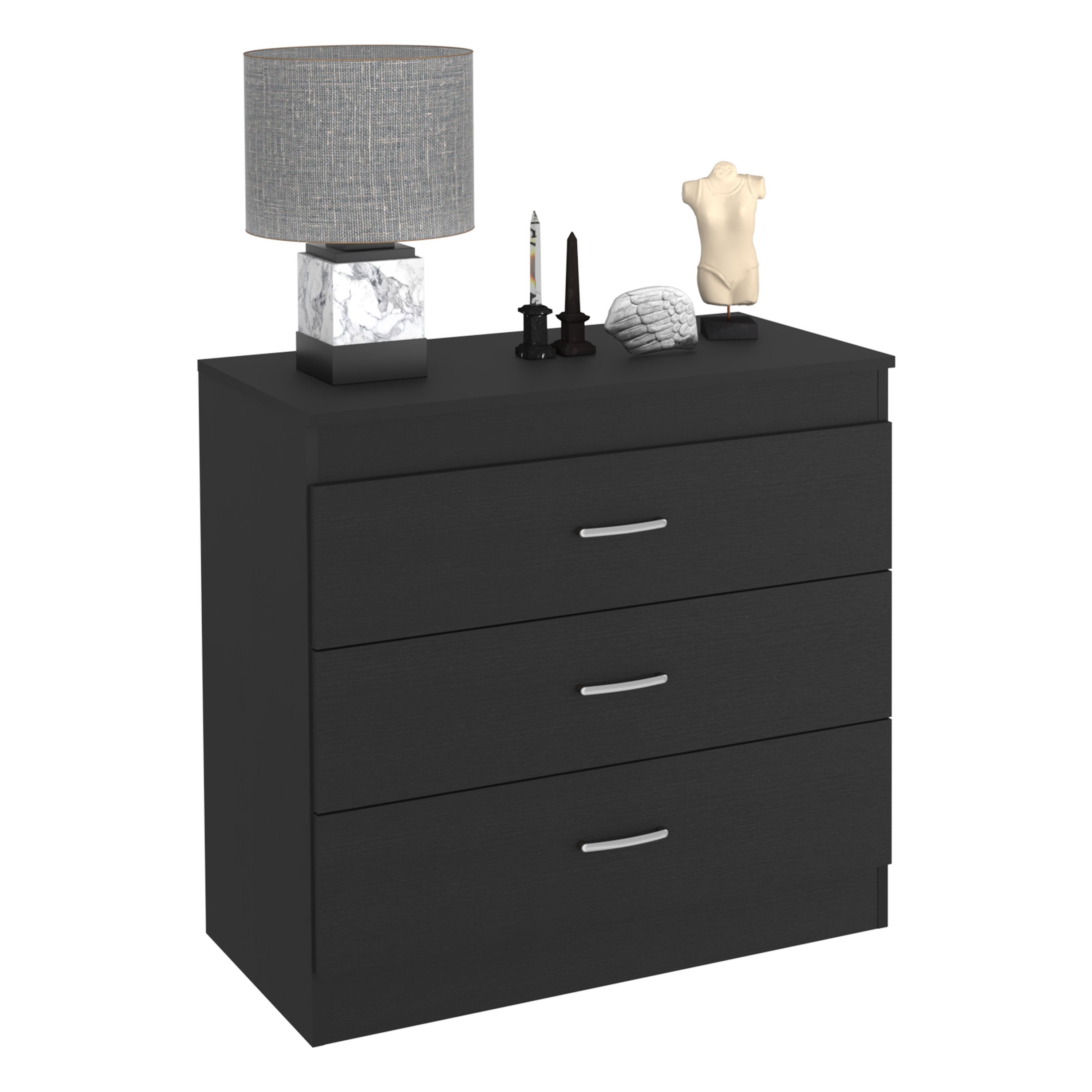 CoSoTower Three Drawer Dresser Lial, Superior Top, Metal Hardware, Black Wengue Finish