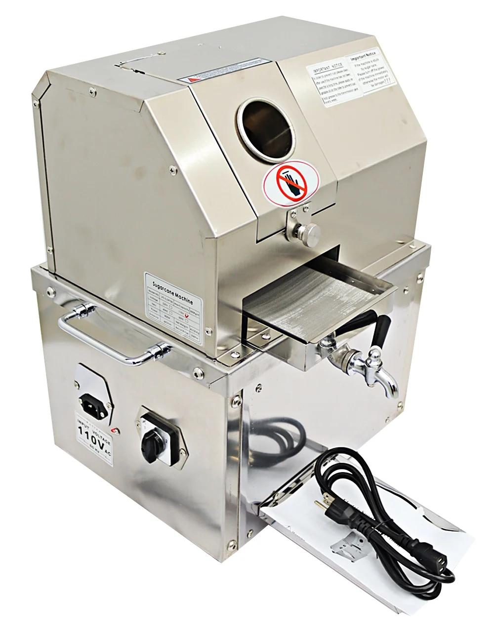 EQCOTWEA Sugarcane Press Electric Sugar Cane Juice Machine for Commercial Stainless Steel