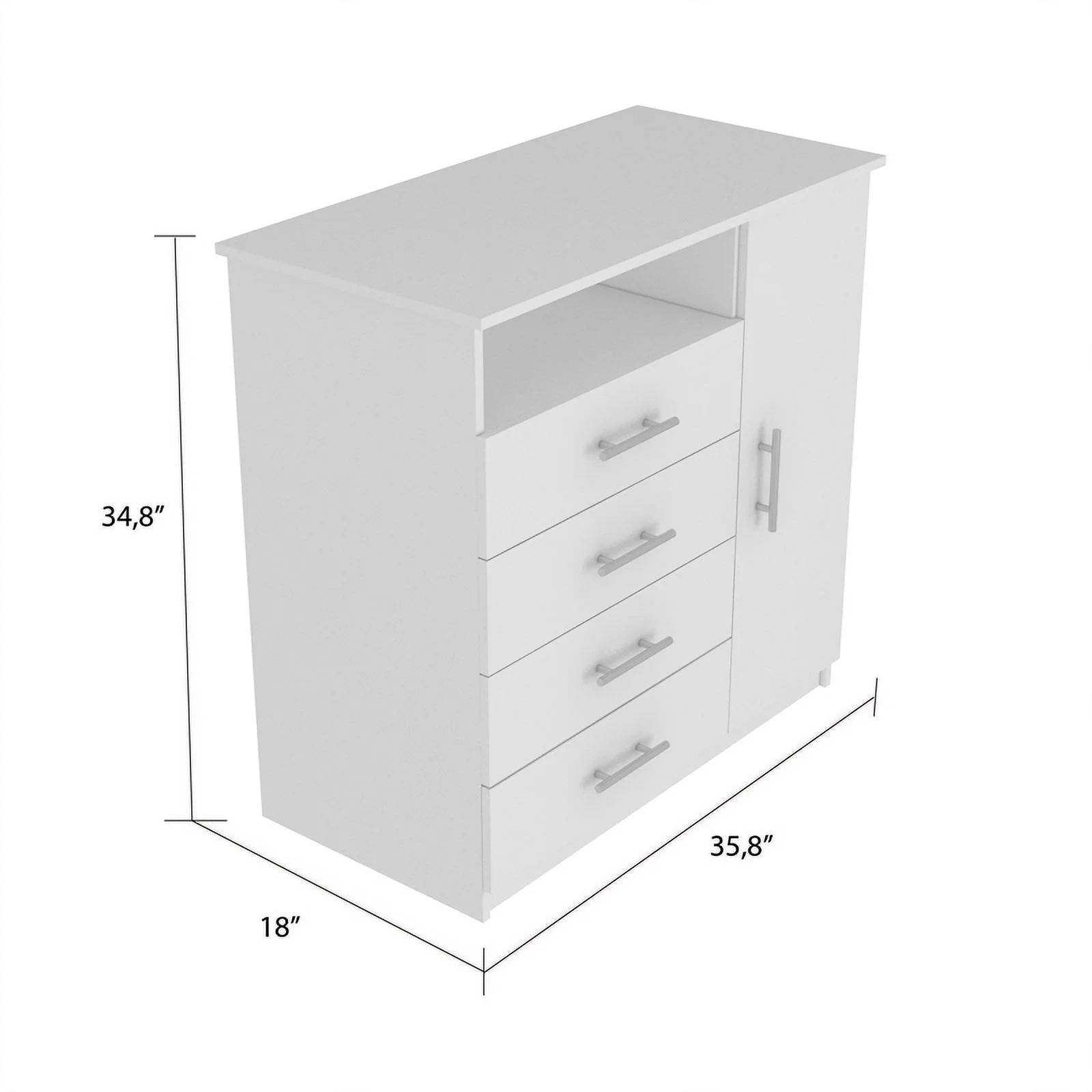 Home Square 3-Piece Set with 2 Nightstands and Four Drawer Dresser