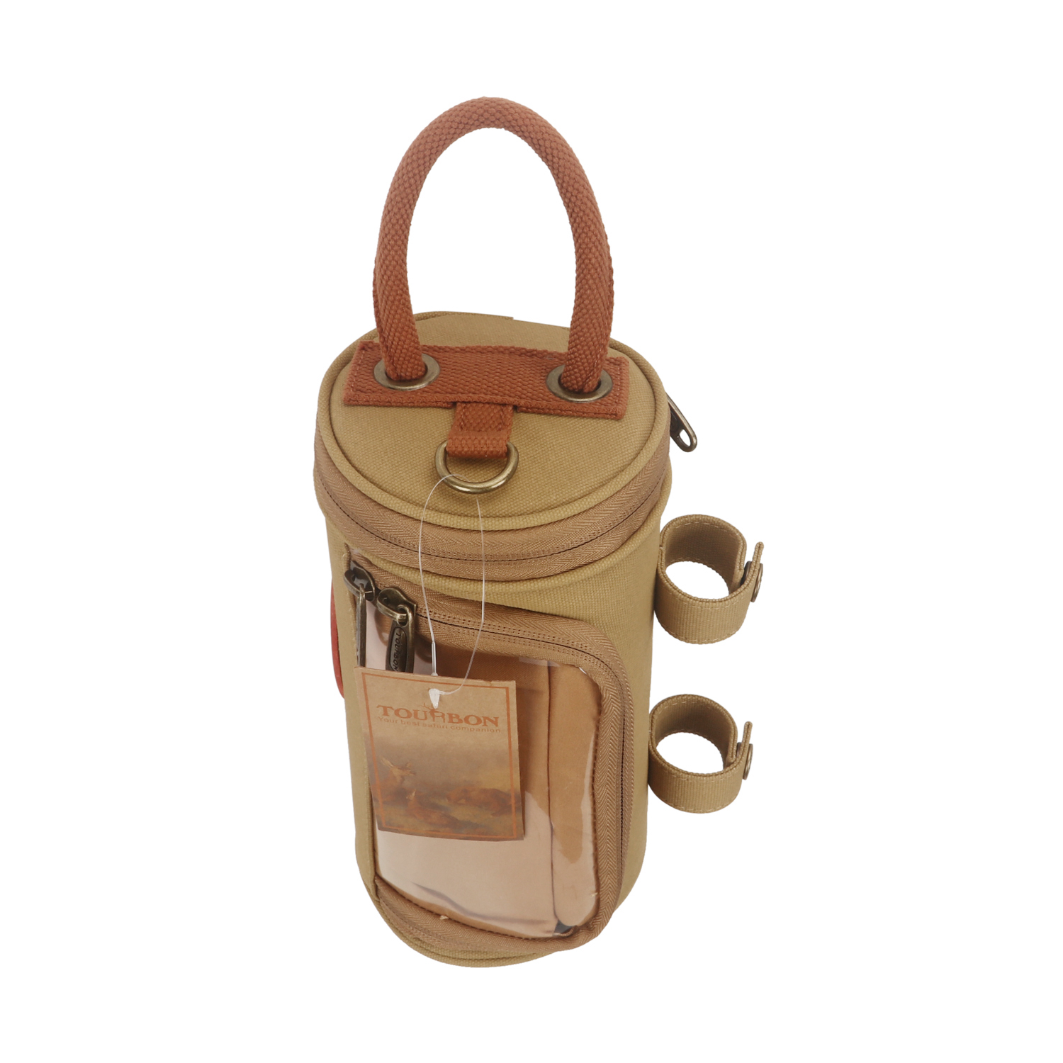 TOURBON Waxed Canvas Retro Bike Canvas Handlebar Bag Bicycle Cycling Case Up to 6.8'' Phone Pouch Holder