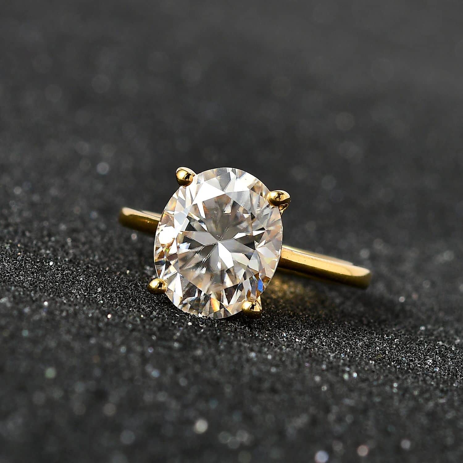 Shop LC Moissanite Oval 925 Sterling Silver Vermeil Yellow Gold Plated Solitaire Ring for Women Jewelry Size 9 Ct 2.99 Birthday Gifts for Women