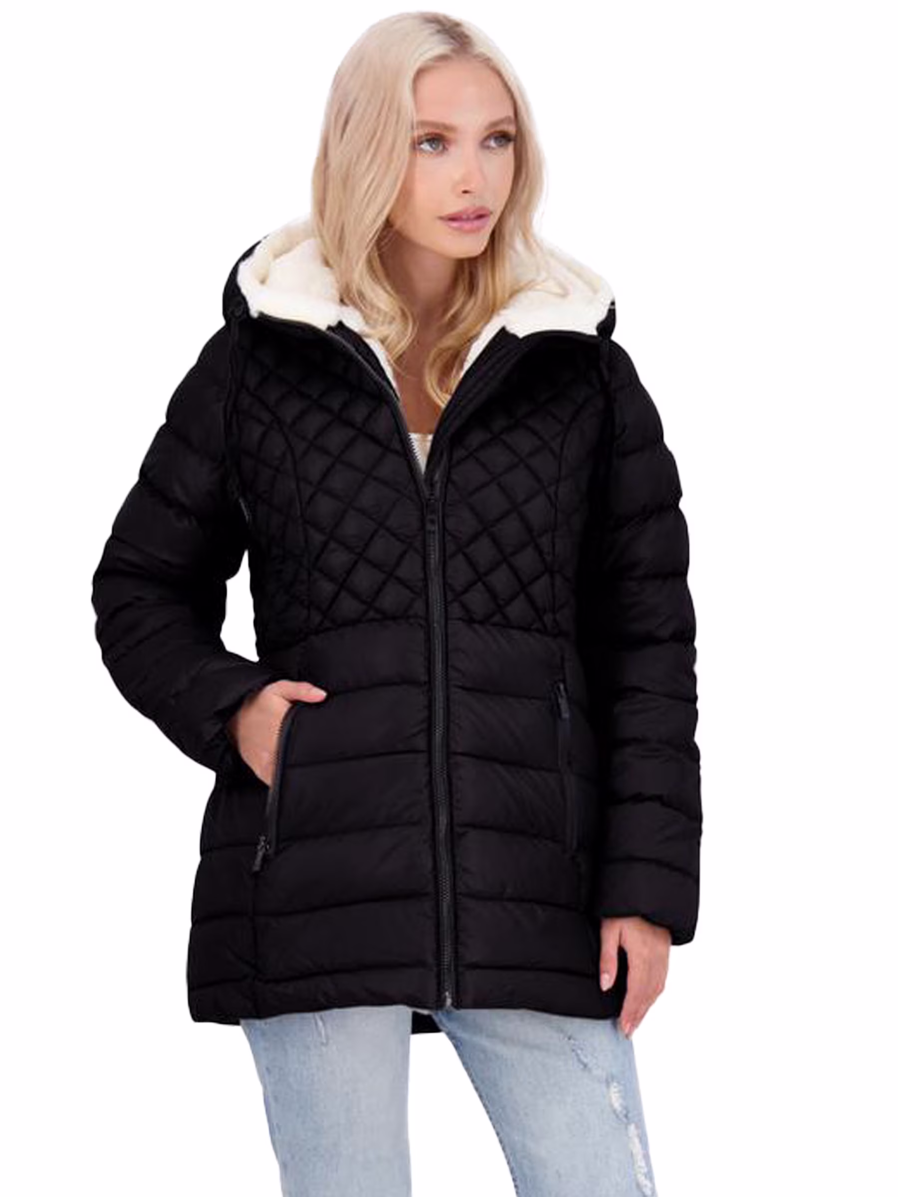 Steve Madden Women's Glacier Shield Winter Puffer Coat with Faux Fur Lining