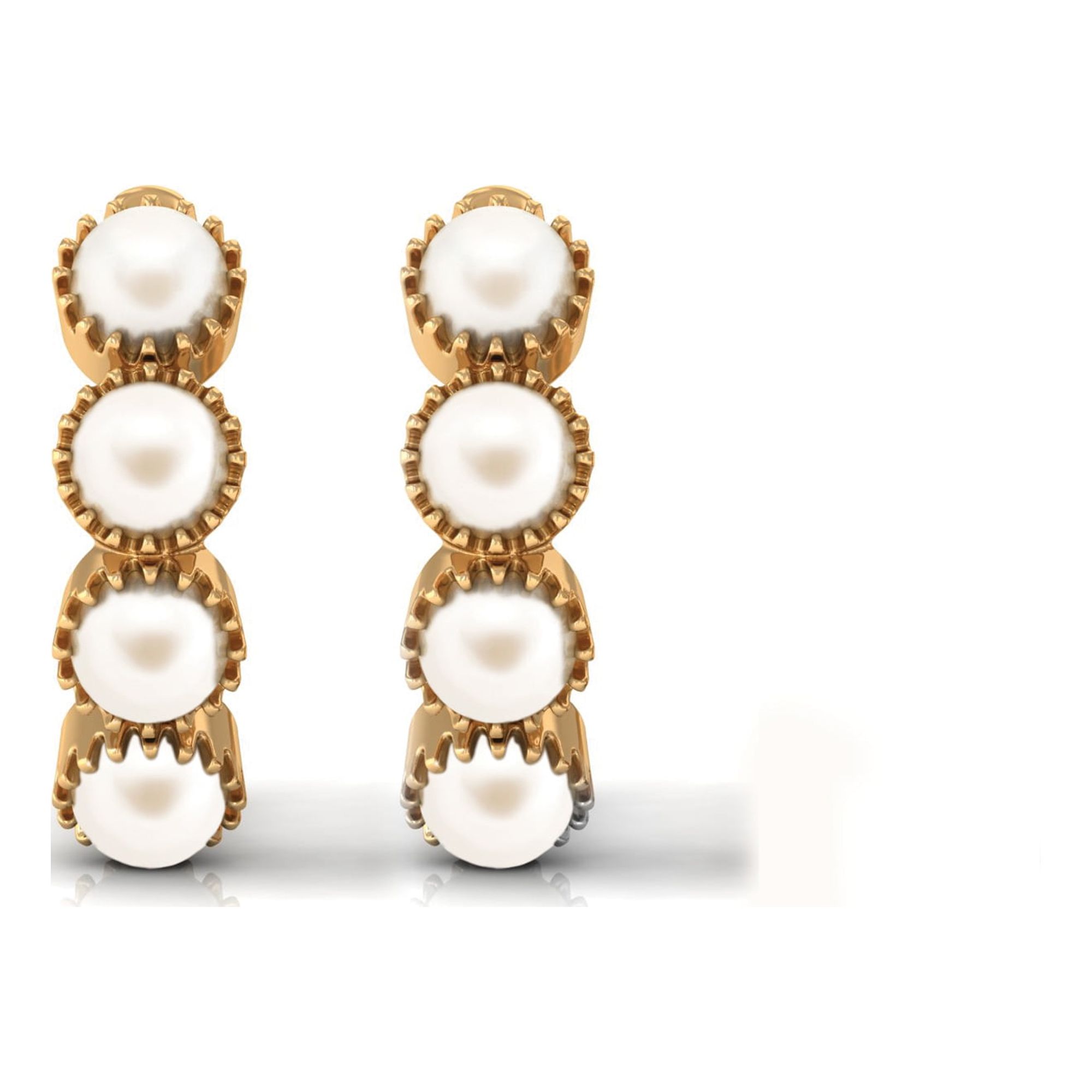 Cultured Freshwater Pearl Earrings for Women, Minimal Hoop Huggie Earrings, 18K Yellow Gold
