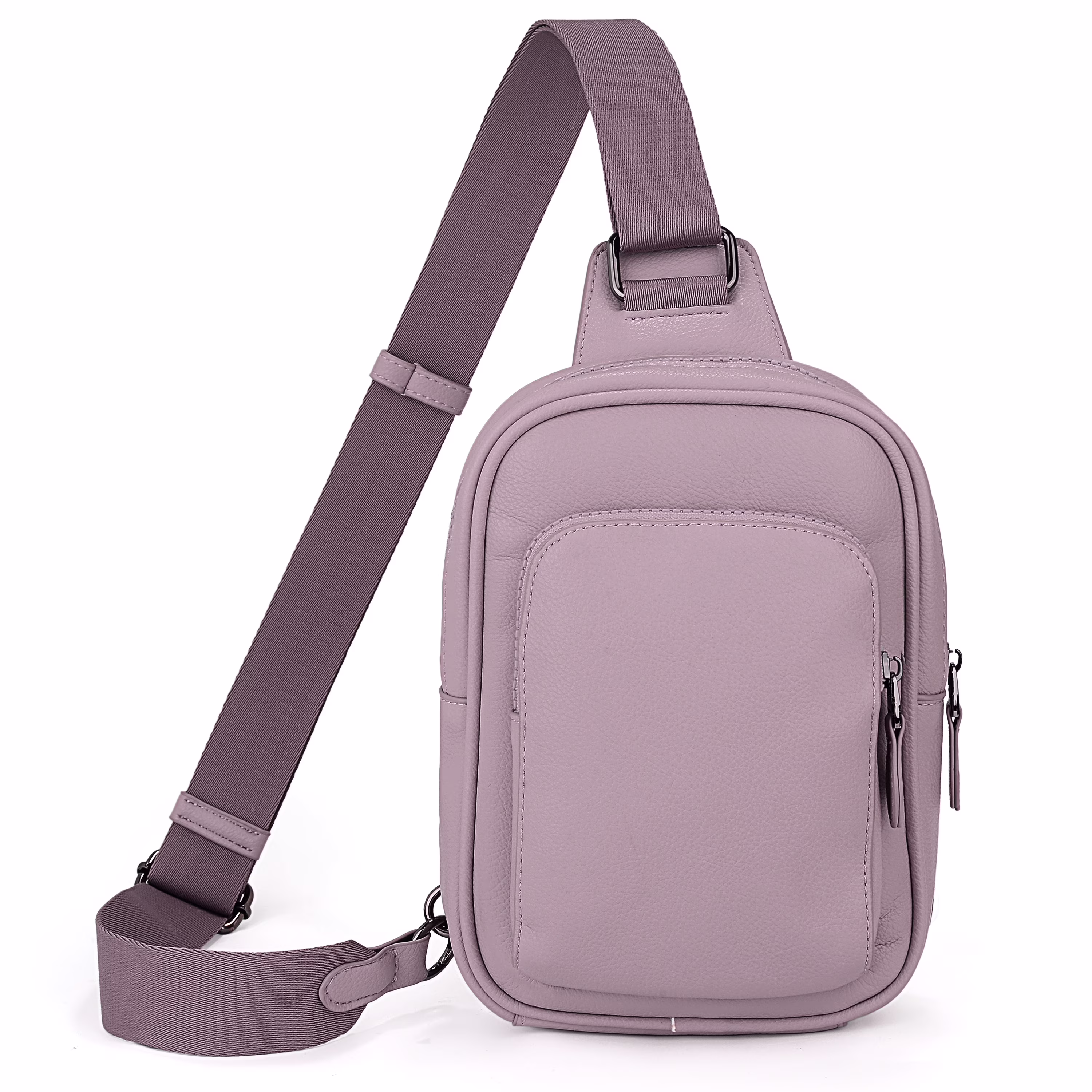 UTO Small Sling Bags for Women PU Leather Crossbody Purse Trendy Chest Bag with Adjustable Shoulder Strap for Travel(Pale Mauve)