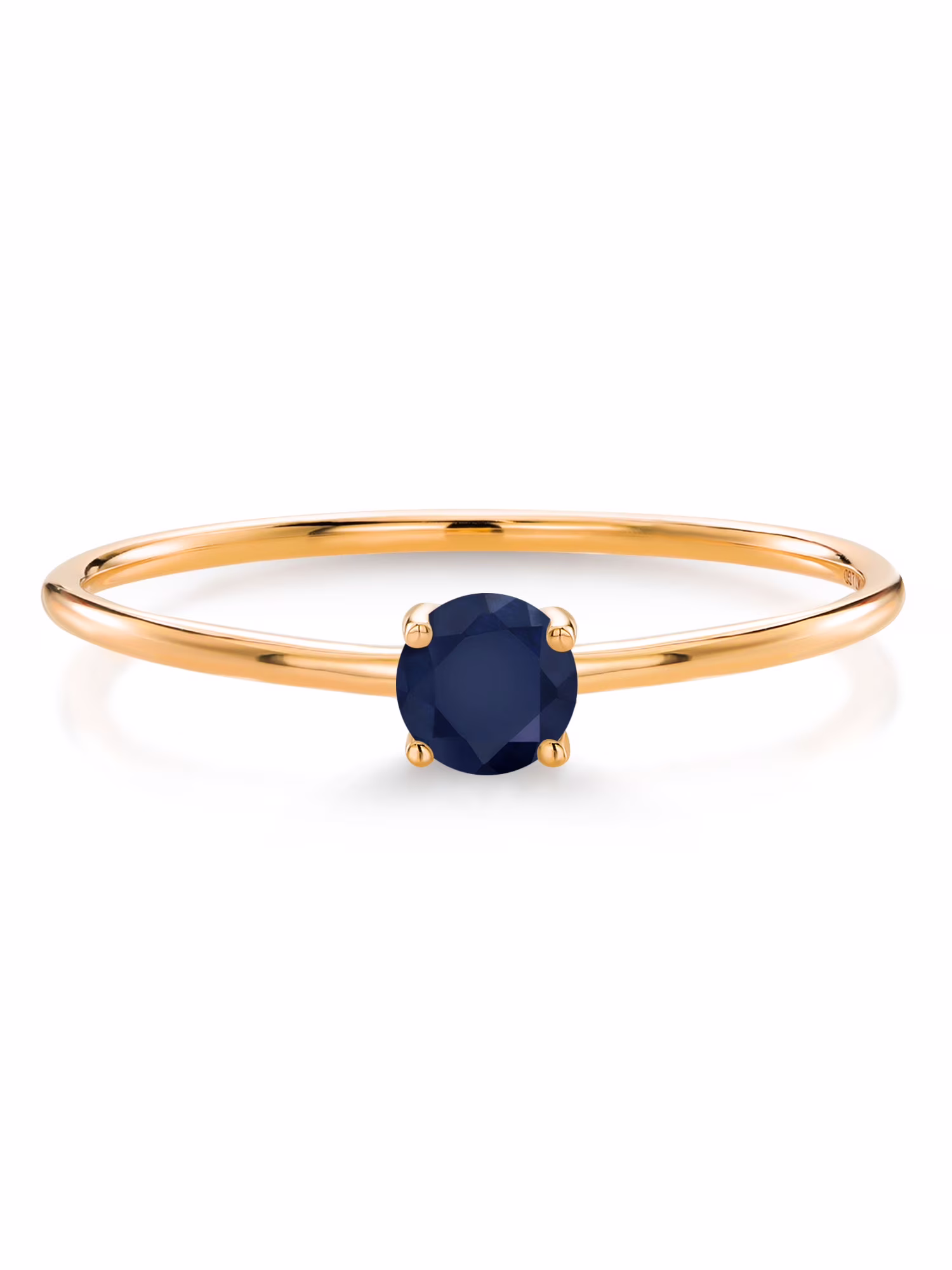Gem Stone King 10K Yellow Gold Blue Sapphire Solitaire Engagement Ring For Women (0.22 Cttw, Round 3.5MM, Gemstone September Birthstone, Size 9)
