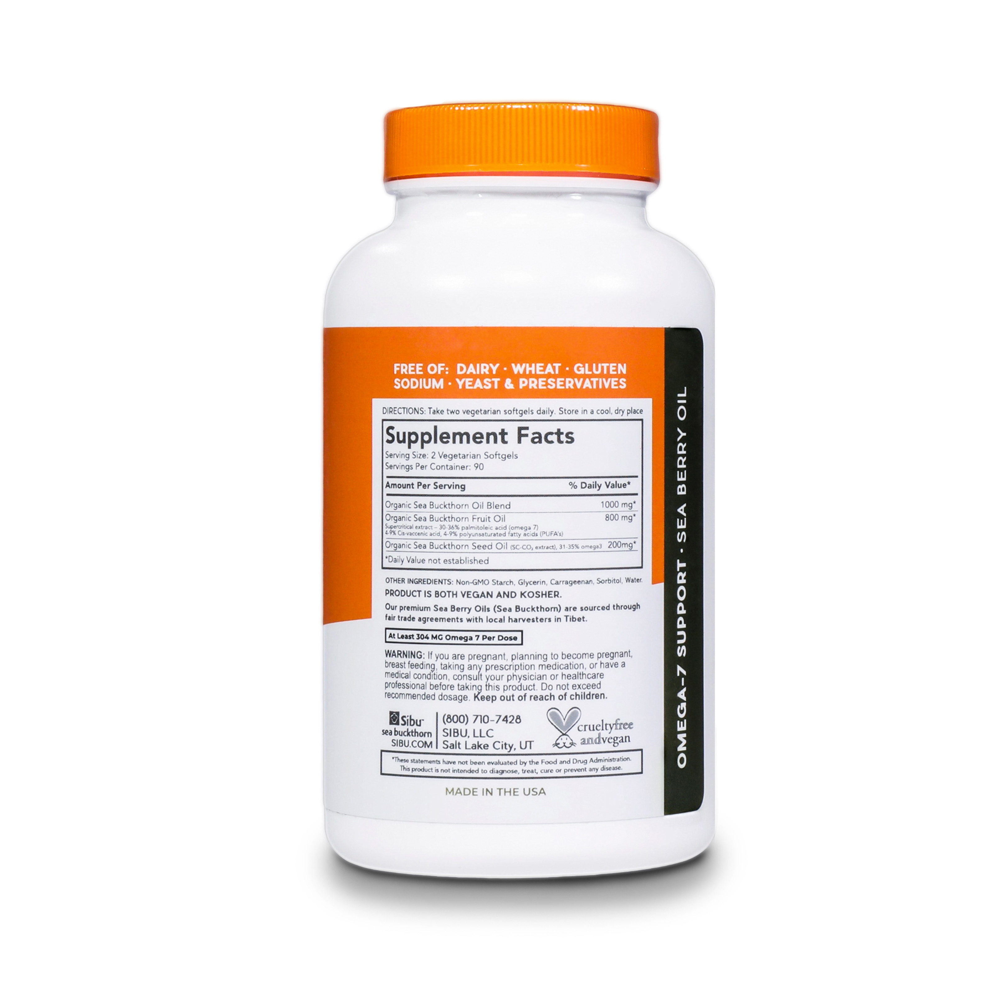 SIBU Omega-7 Softgels, Pure Organic Himalayan Sea Buckthorn, Max Potency, 120ct