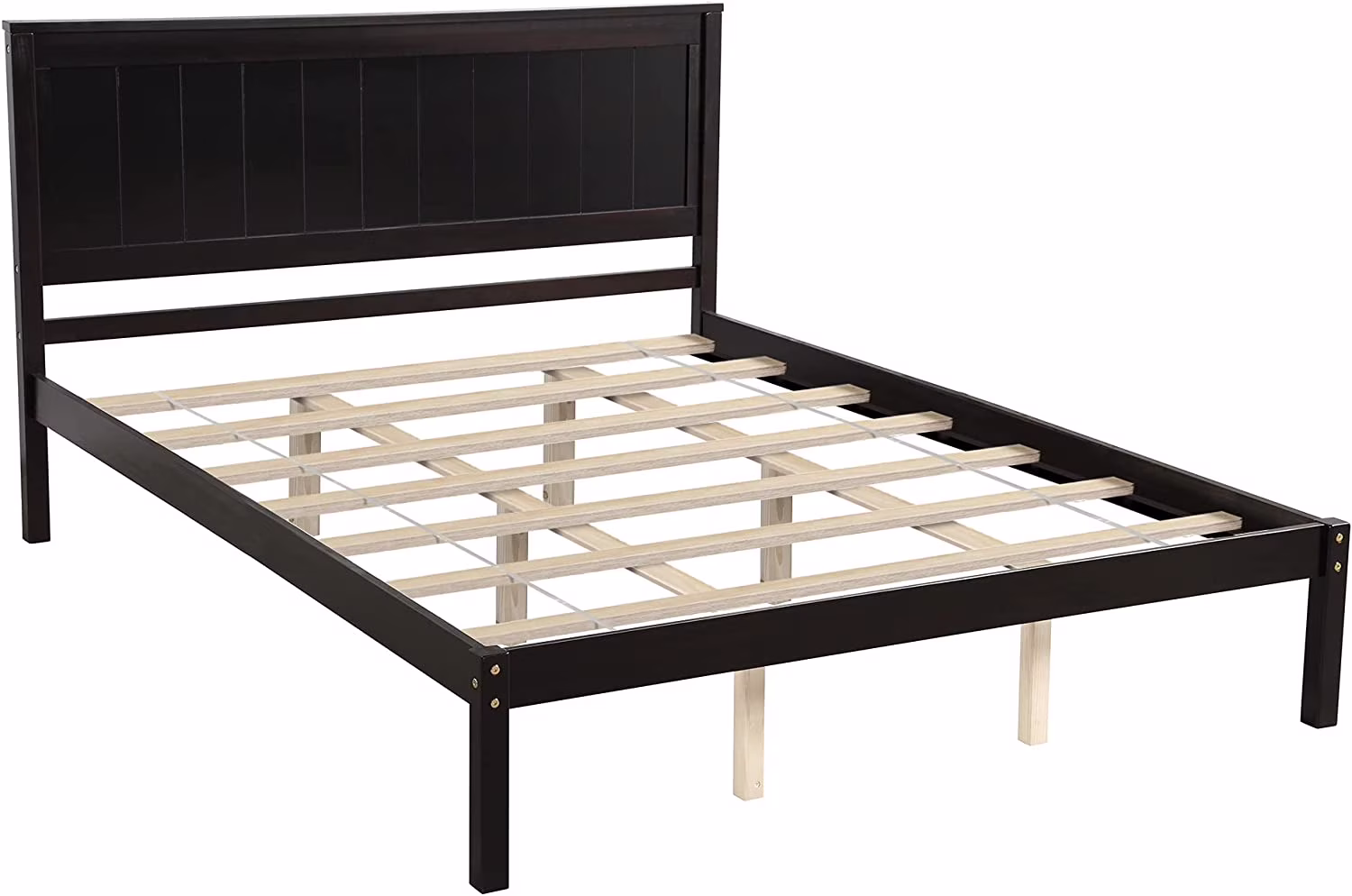 Full Size Solid Wood Platform Bed Frame with Headboard and Wooden Slat Support, No Box Spring Needed, Mattress Foundation, Easy Assembly, Espresso