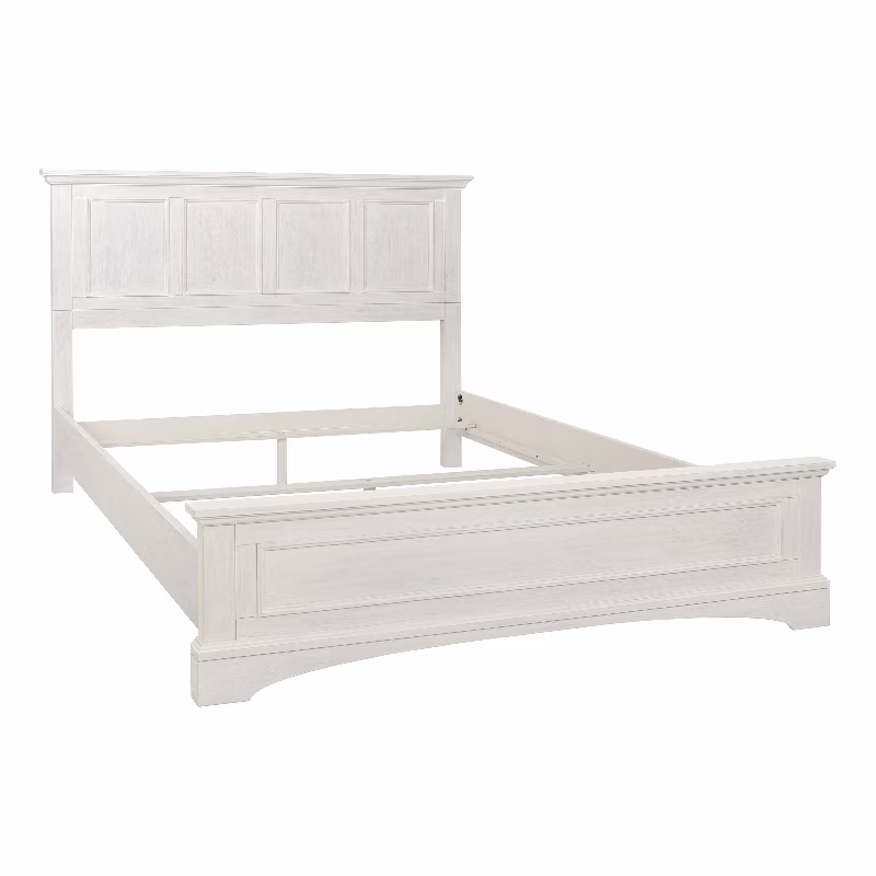 Farmhouse Basics Queen Bed Set 3/CTN in Rustic White Finish Engineered Wood