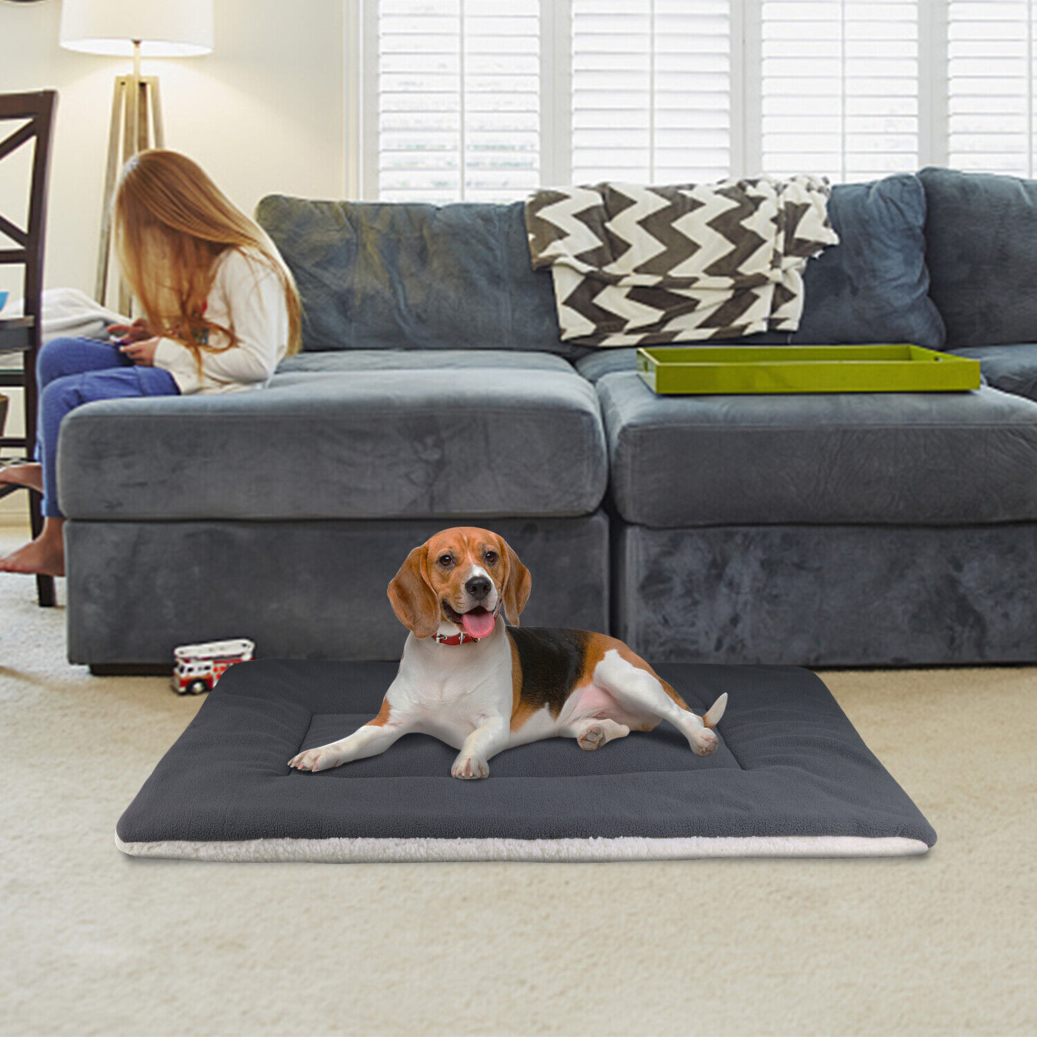 Pet Dog Cat Bed Mat Soft Crate Kennel Pad Washable Anti-Slip Mattress Cushion