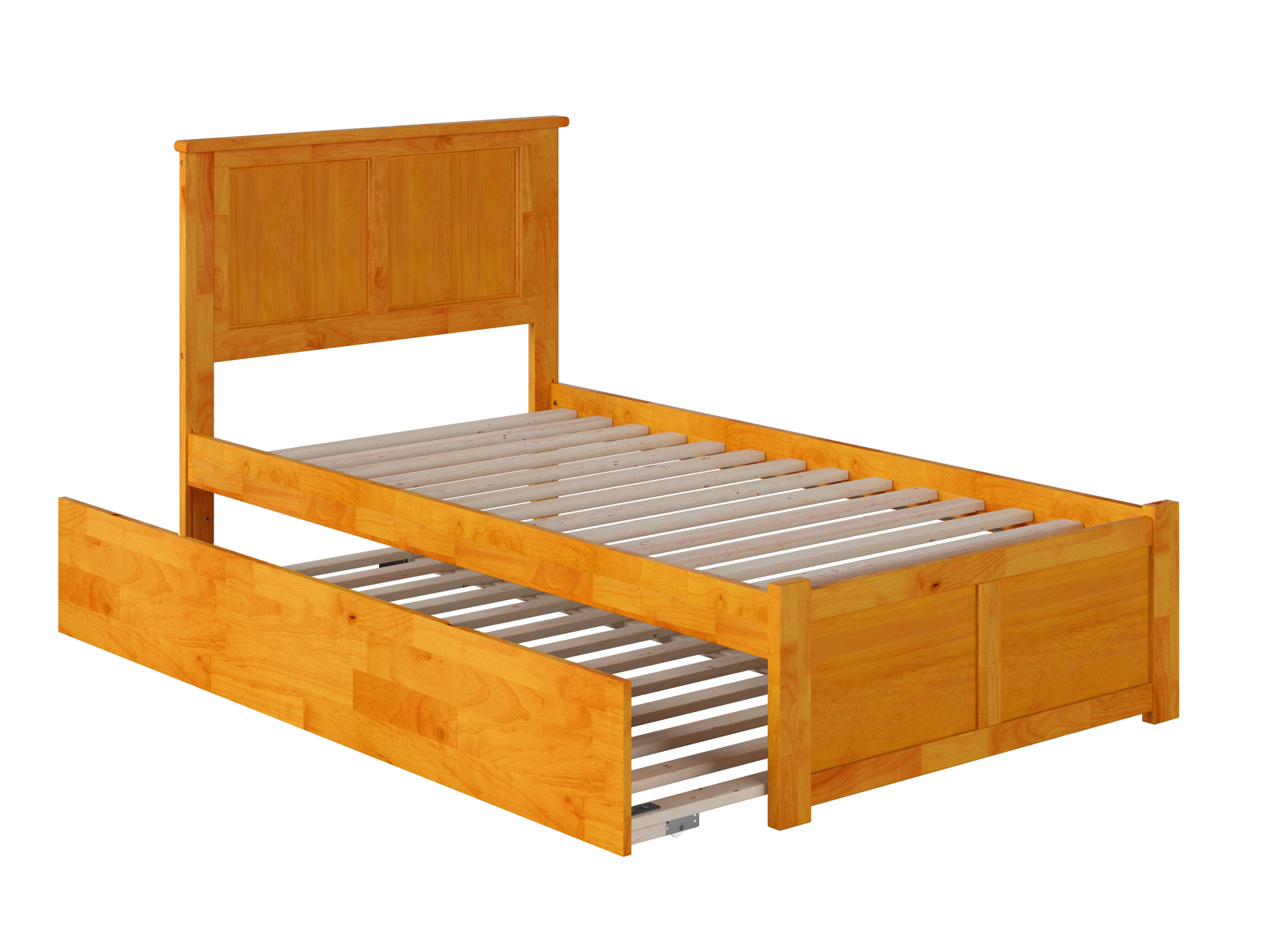 AFI Madison Caramel Solid Wood Platform Bed with Footboard and Twin Trundle, Twin