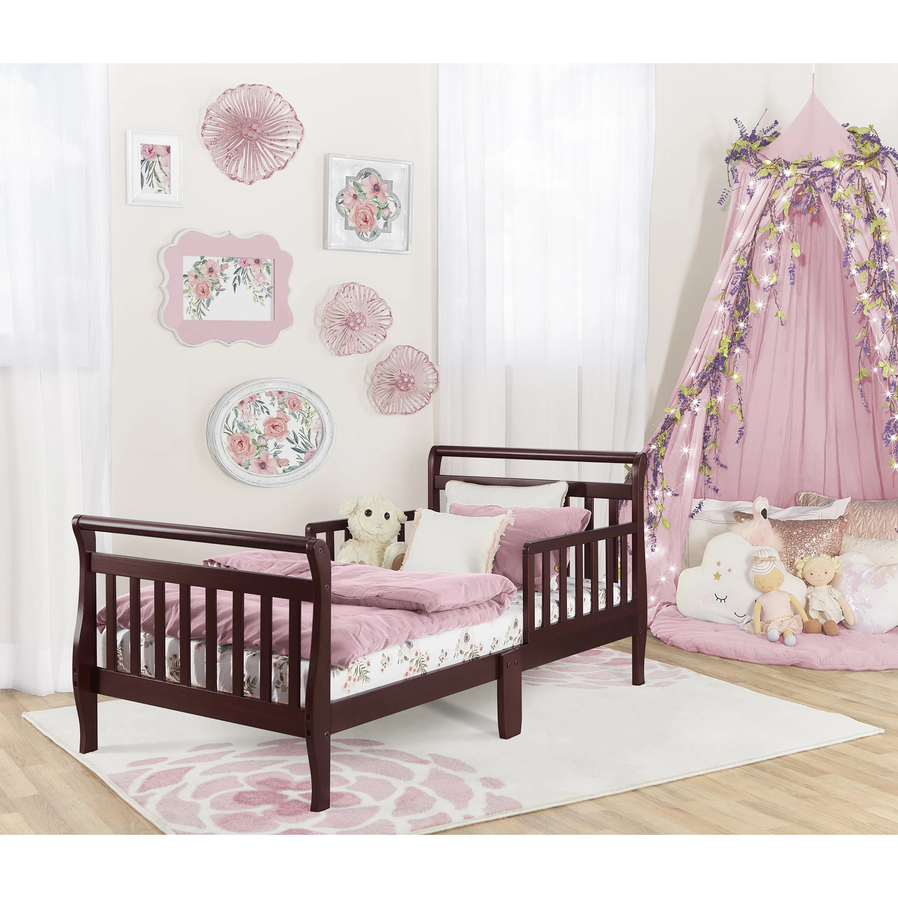Dream On Me, Sleigh Toddler Bed, Cherry, Model #642-C