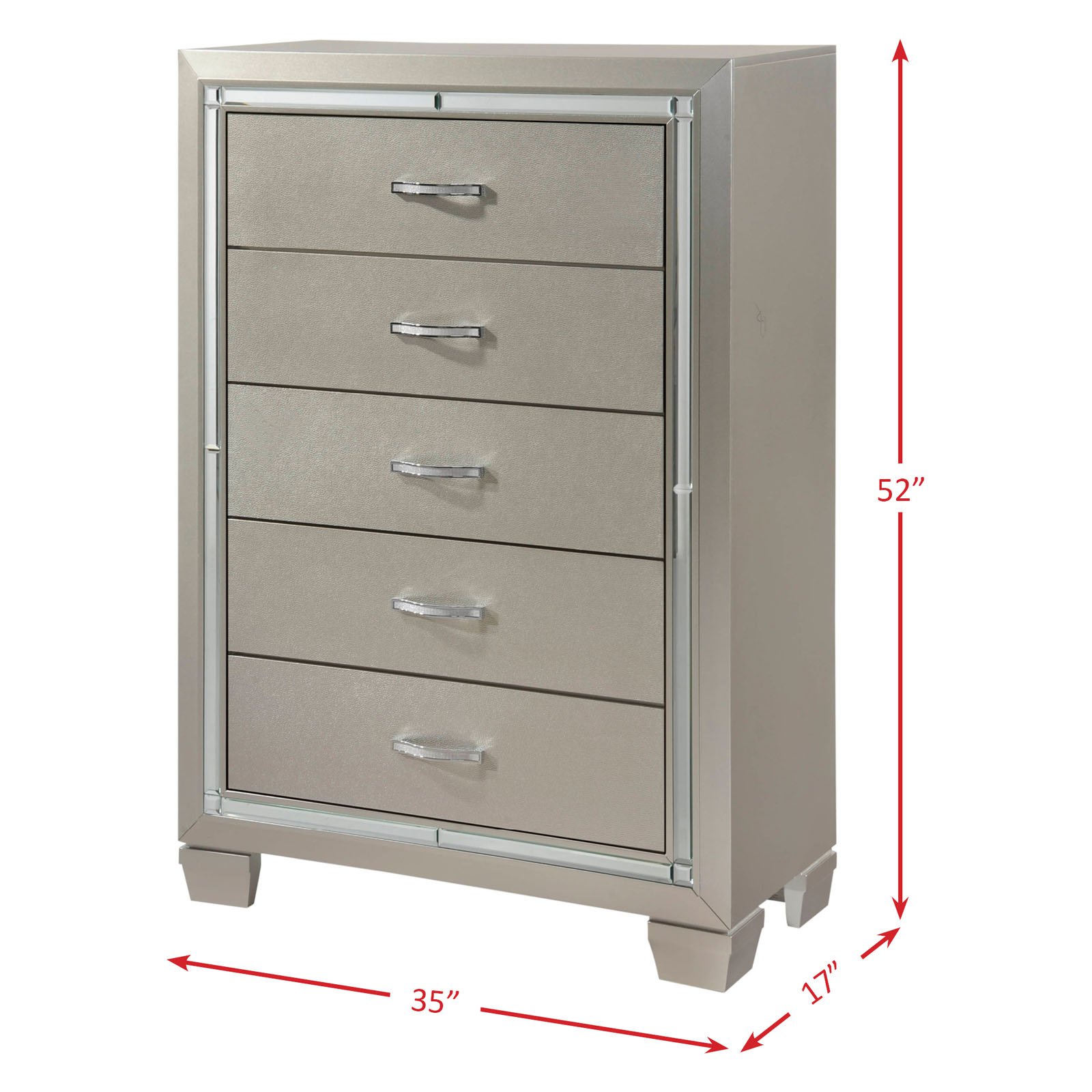 Picket House Furnishings Glamour Youth 5 Drawer Chest in Champagne