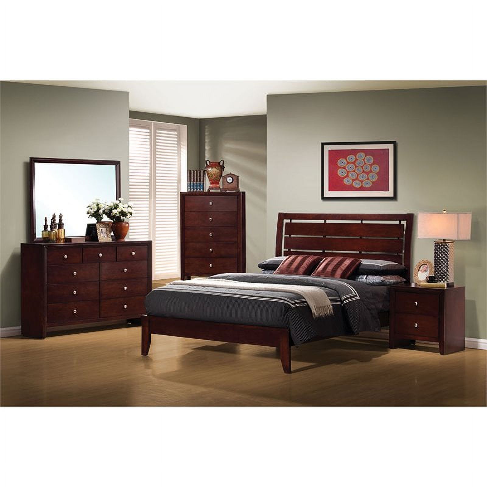 Bowery Hill California King Slat Bed in Rich Merlot and Brown