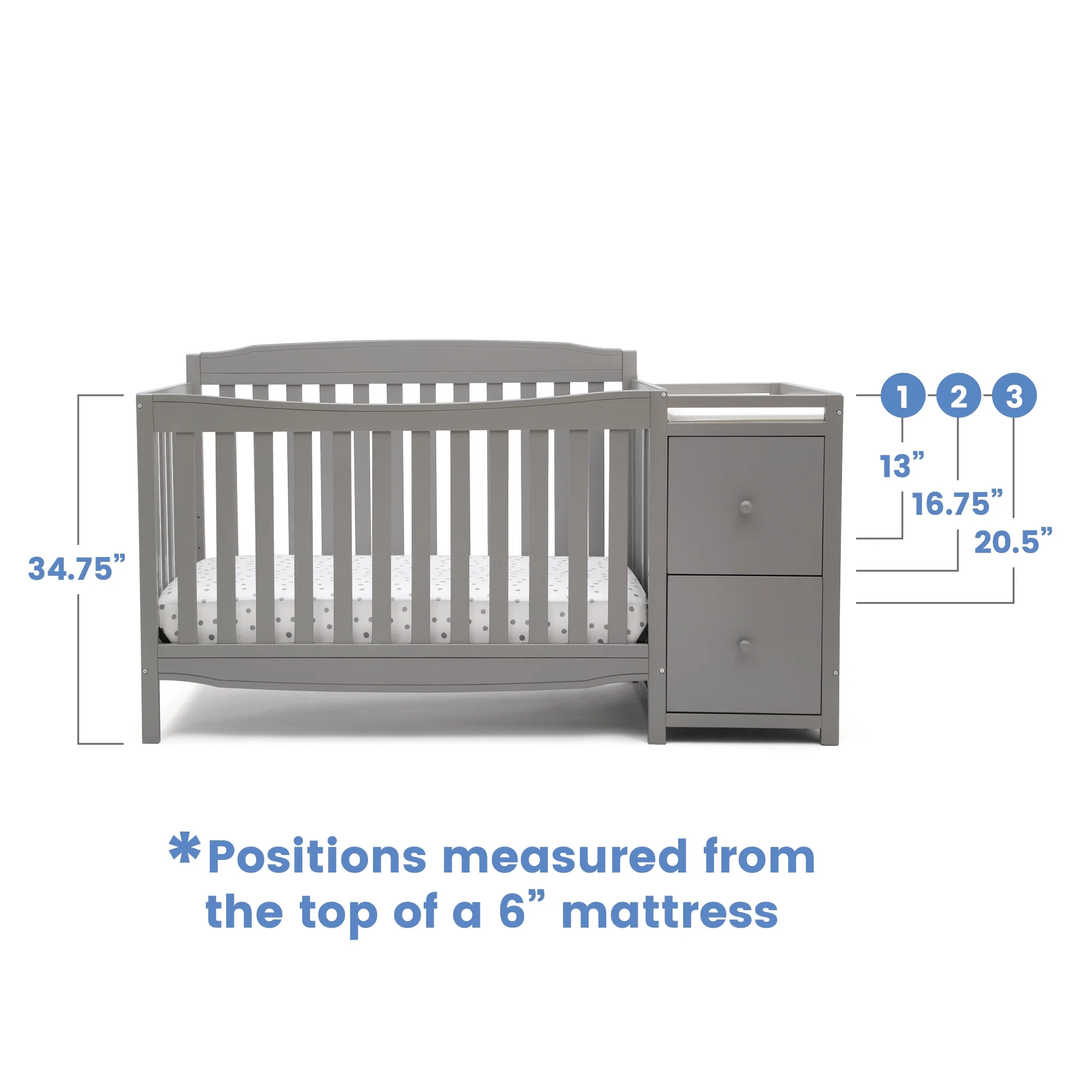 Delta Children Mason 6-in-1 Convertible Crib and Changer, Gray