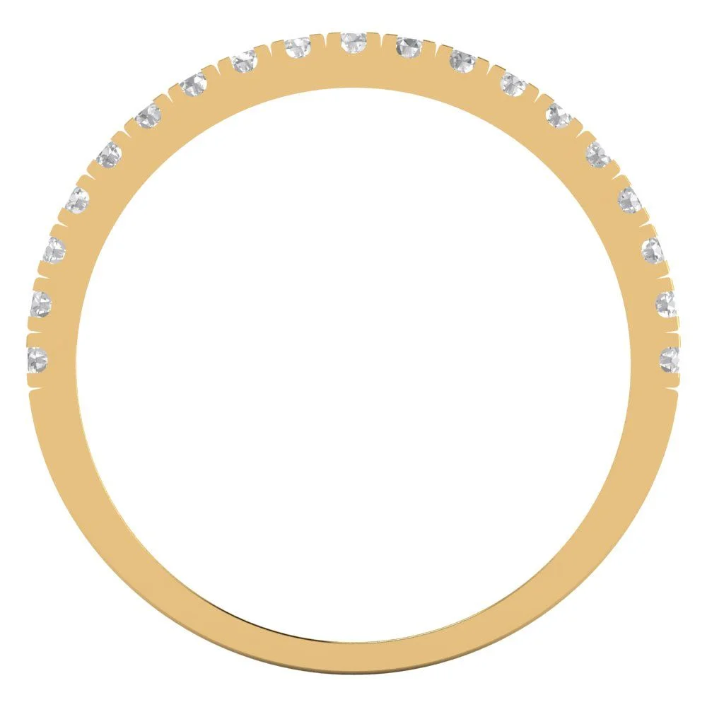 0.57 ct Brilliant Round Cut Synthetic Moissanite 18K Yellow Gold Stackable Band SZ 3.75