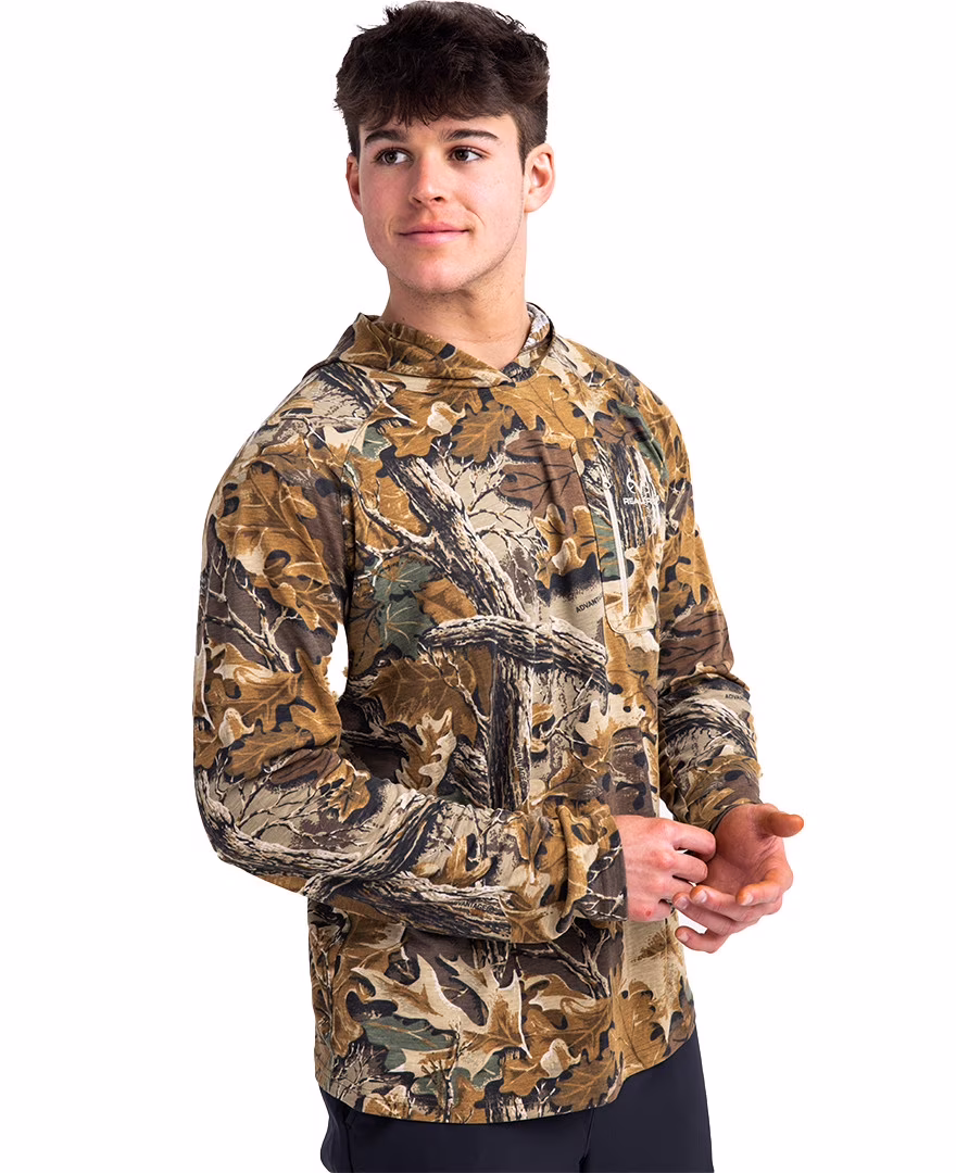 Realtree Advantage Classic Camo Ultra Soft Bamboo Men's Long Sleeve Shirt for Fishing, Running and Hiking
