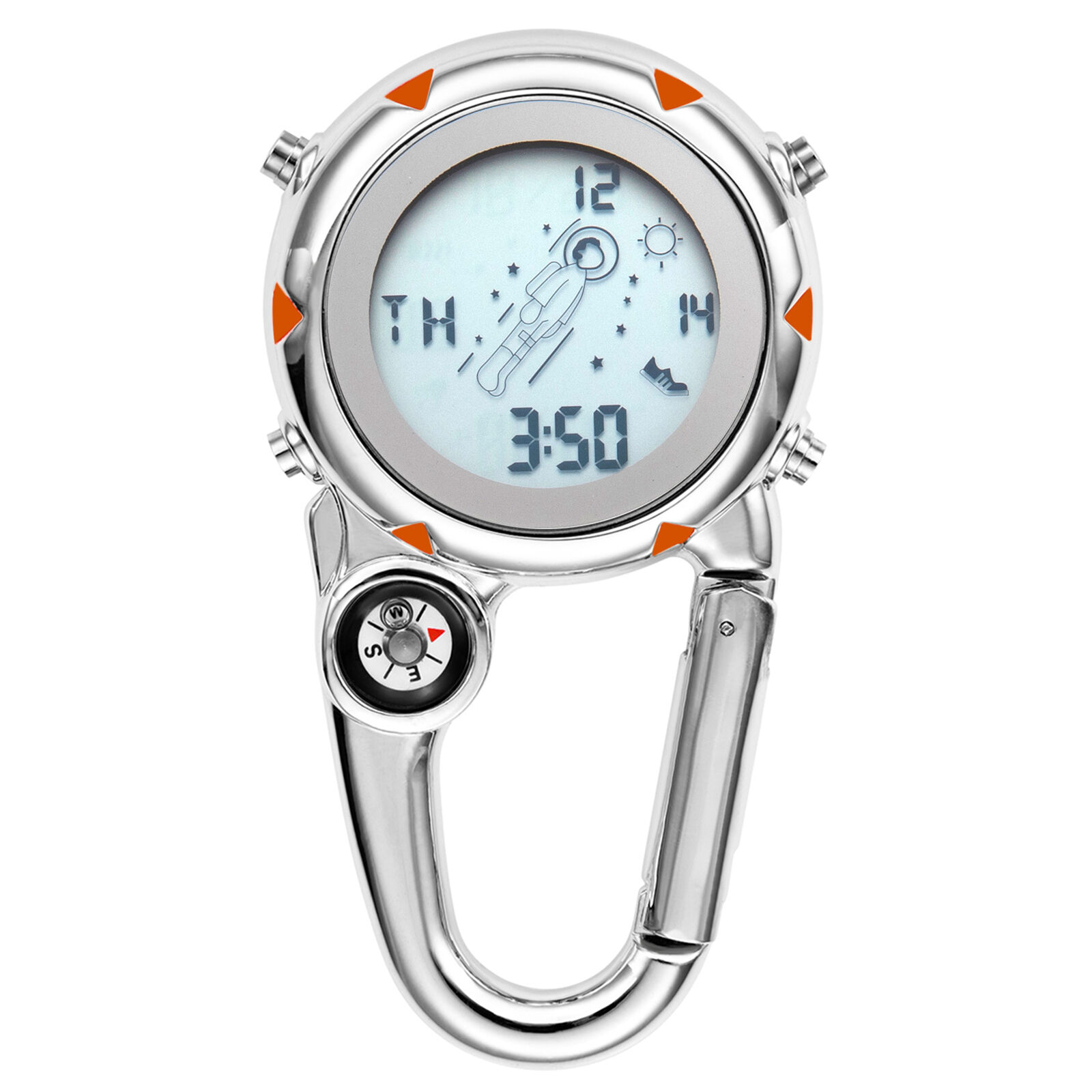 Multifunction Clip-On Carabiner Backpack Digital Watch W/ Light Compass Calendar