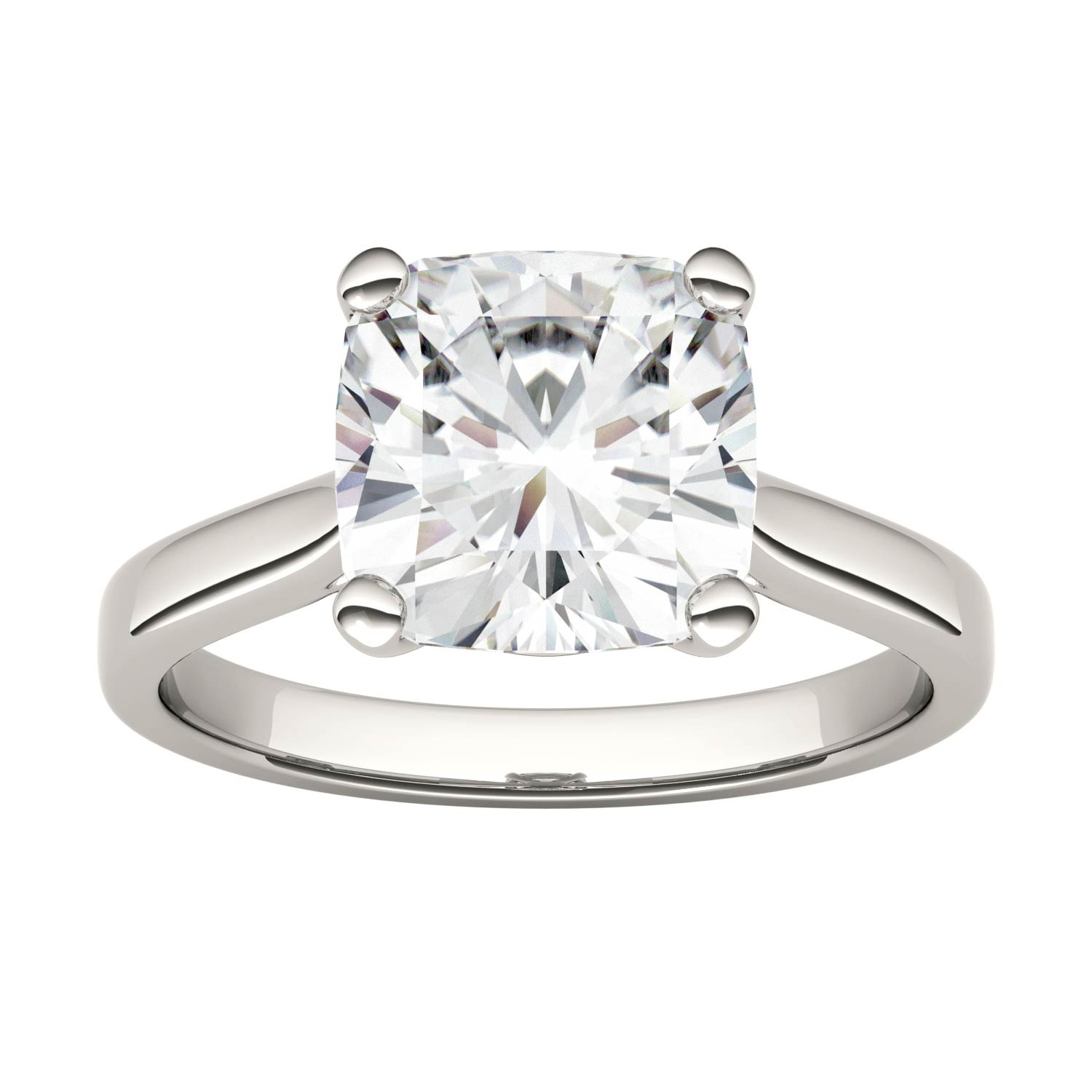 Charles & Colvard 14K White Gold Moissanite 9mm Cushion Engagement Ring-Size 6, 3.30ct DEW